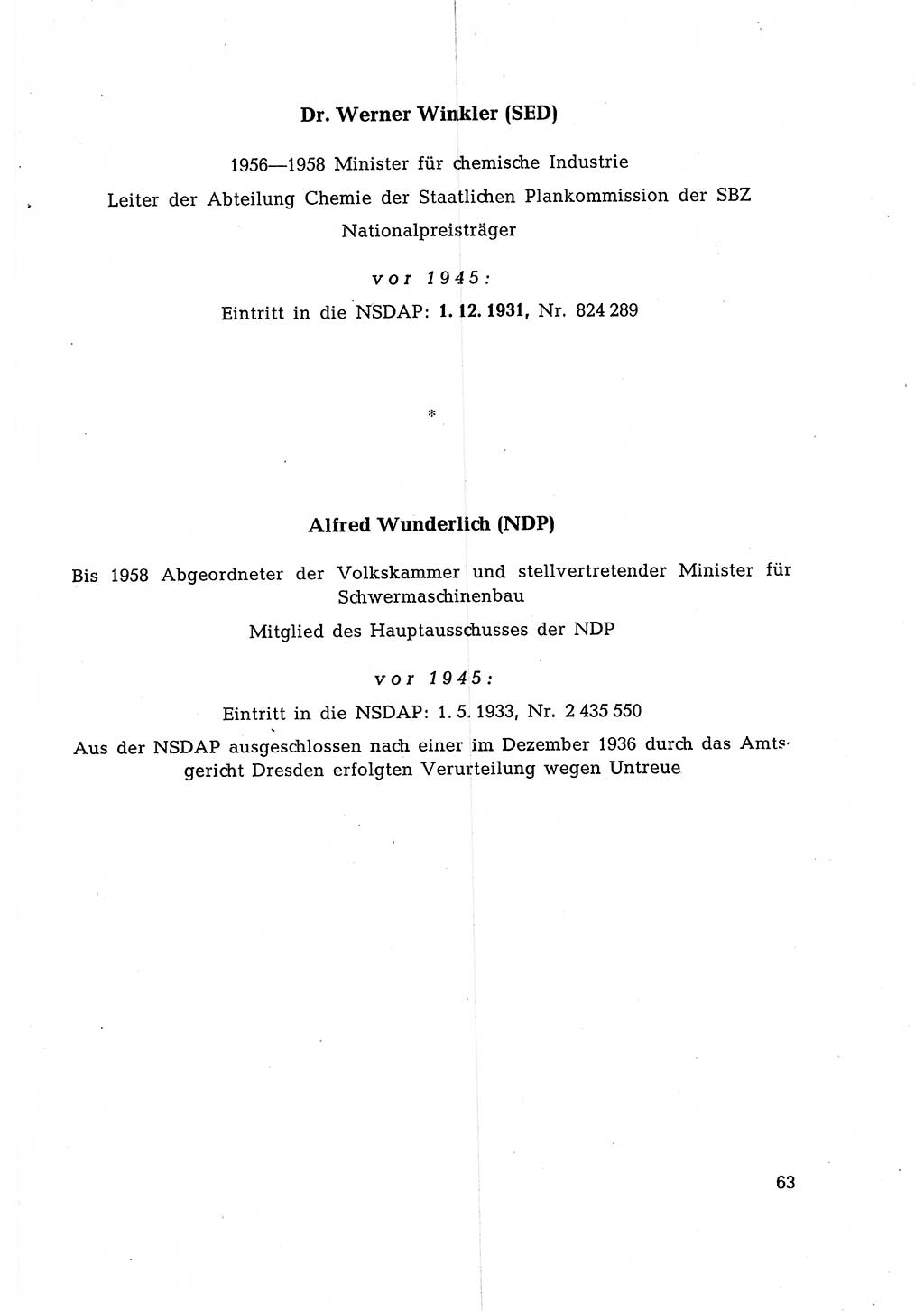 Ehemalige Nationalsozialisten in Pankows Diensten [Deutsche Demokratische Republik (DDR)] 1965, Seite 63 (Ehem. Nat.-Soz. DDR 1965, S. 63)