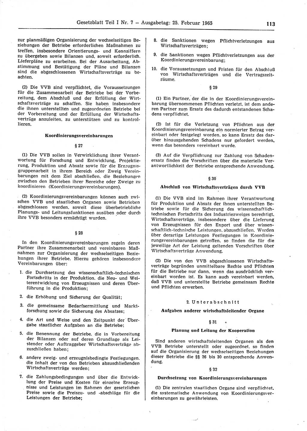 Gesetzblatt (GBl.) der Deutschen Demokratischen Republik (DDR) Teil Ⅰ 1965, Seite 113 (GBl. DDR Ⅰ 1965, S. 113)