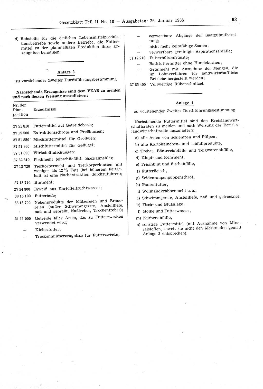 Gesetzblatt (GBl.) der Deutschen Demokratischen Republik (DDR) Teil ⅠⅠ 1965, Seite 63 (GBl. DDR ⅠⅠ 1965, S. 63)