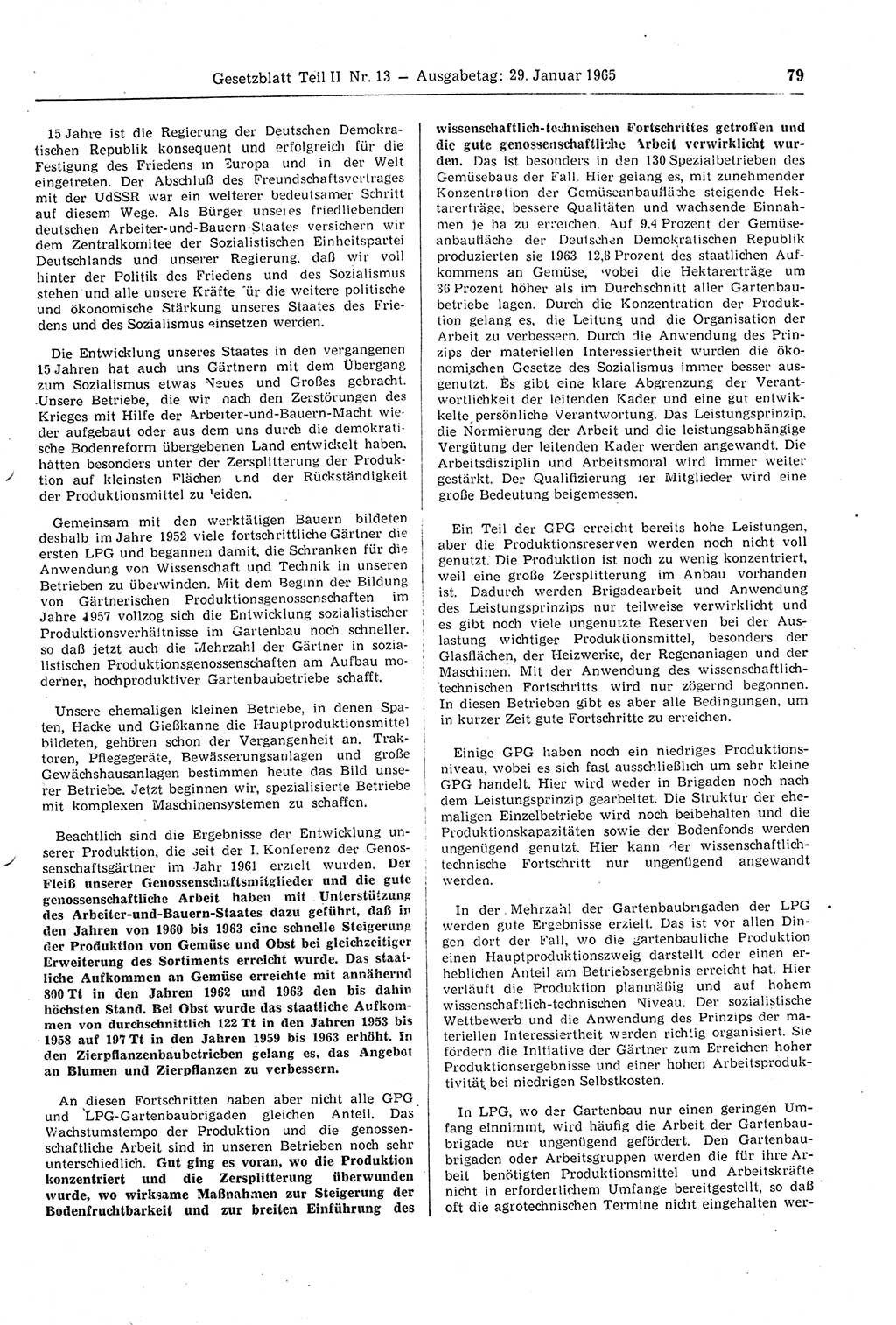 Gesetzblatt (GBl.) der Deutschen Demokratischen Republik (DDR) Teil ⅠⅠ 1965, Seite 79 (GBl. DDR ⅠⅠ 1965, S. 79)
