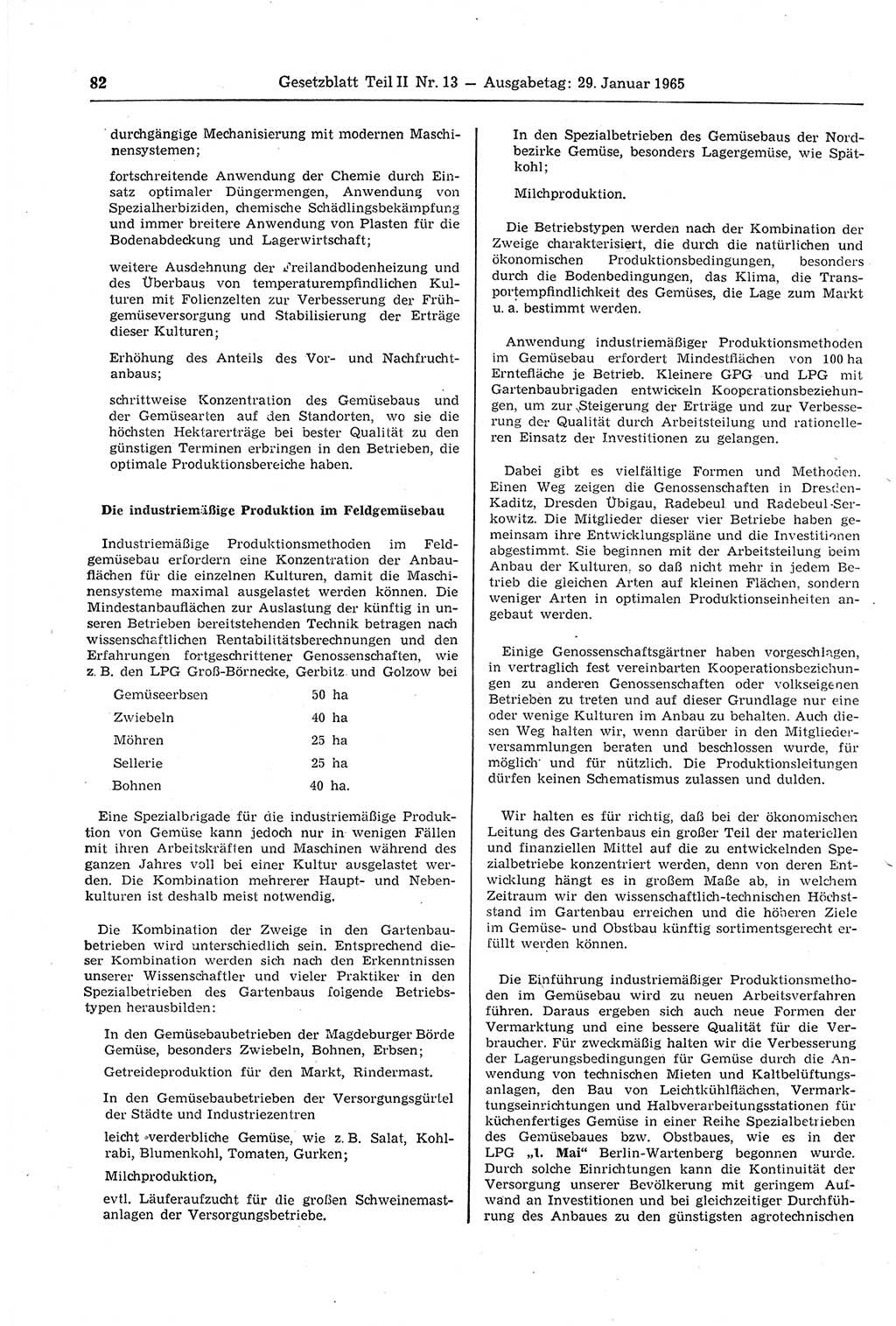 Gesetzblatt (GBl.) der Deutschen Demokratischen Republik (DDR) Teil ⅠⅠ 1965, Seite 82 (GBl. DDR ⅠⅠ 1965, S. 82)