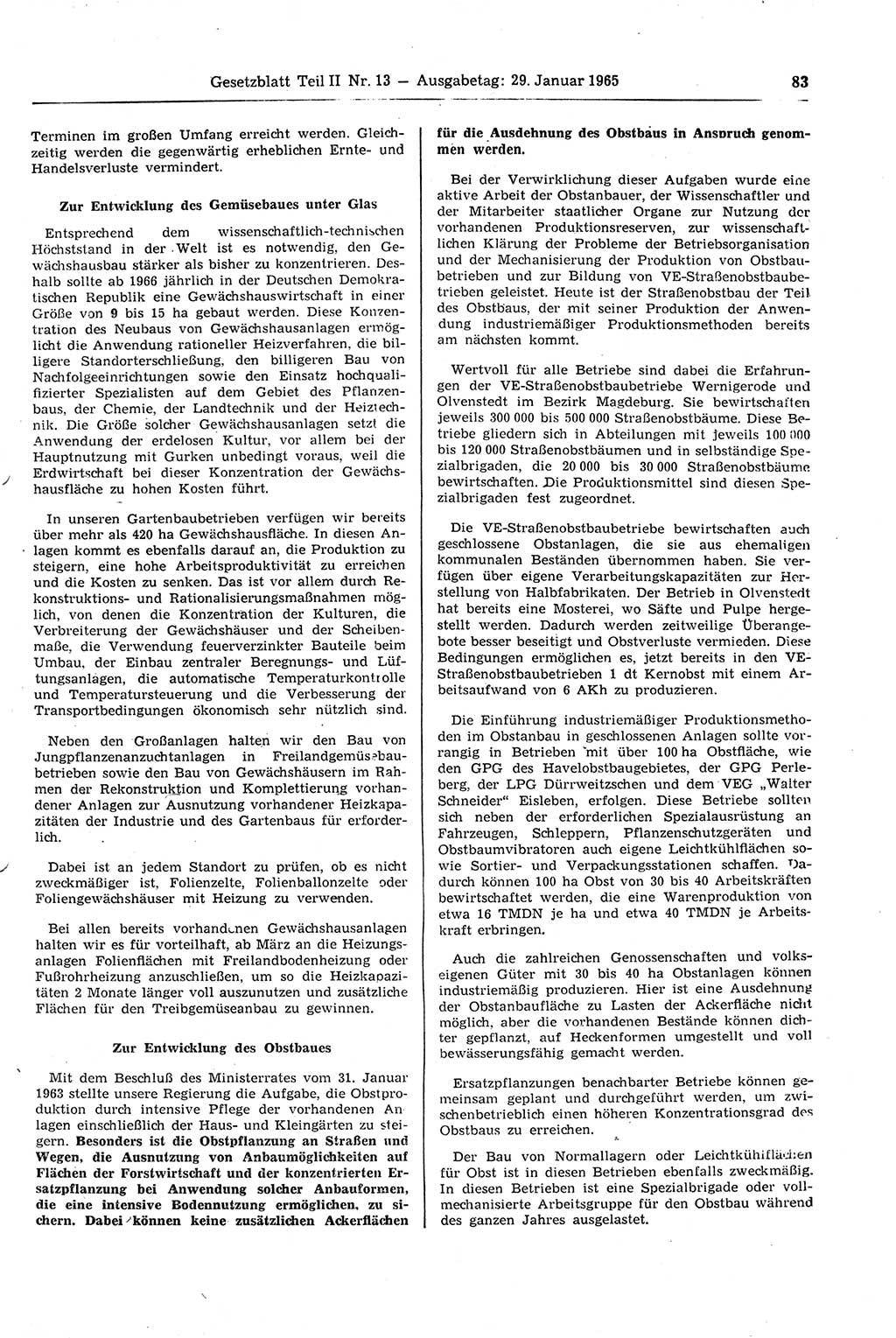 Gesetzblatt (GBl.) der Deutschen Demokratischen Republik (DDR) Teil ⅠⅠ 1965, Seite 83 (GBl. DDR ⅠⅠ 1965, S. 83)