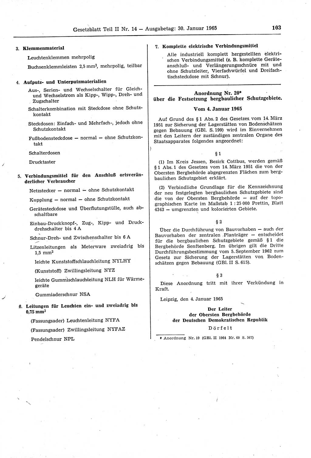 Gesetzblatt (GBl.) der Deutschen Demokratischen Republik (DDR) Teil ⅠⅠ 1965, Seite 103 (GBl. DDR ⅠⅠ 1965, S. 103)