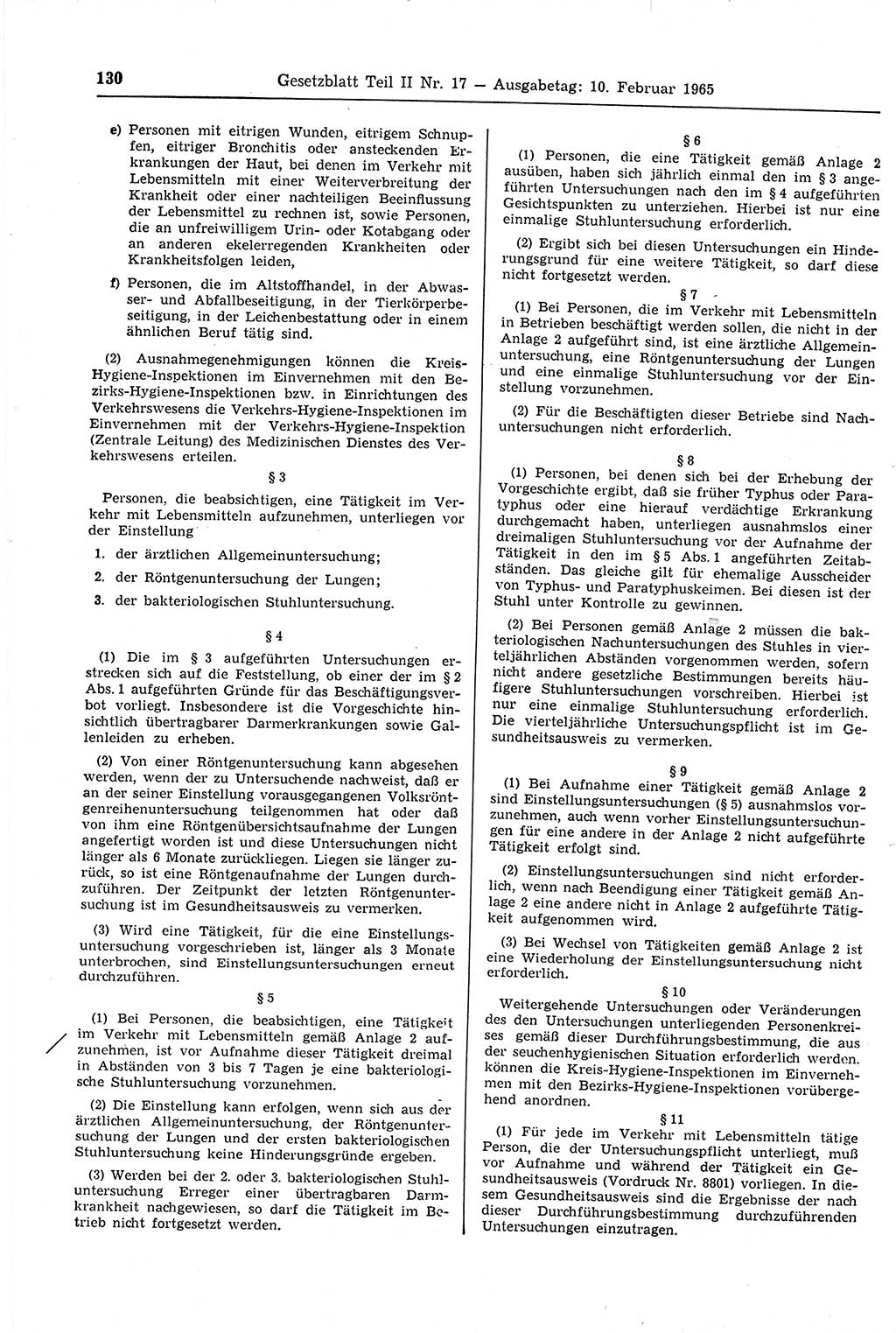 Gesetzblatt (GBl.) der Deutschen Demokratischen Republik (DDR) Teil ⅠⅠ 1965, Seite 130 (GBl. DDR ⅠⅠ 1965, S. 130)