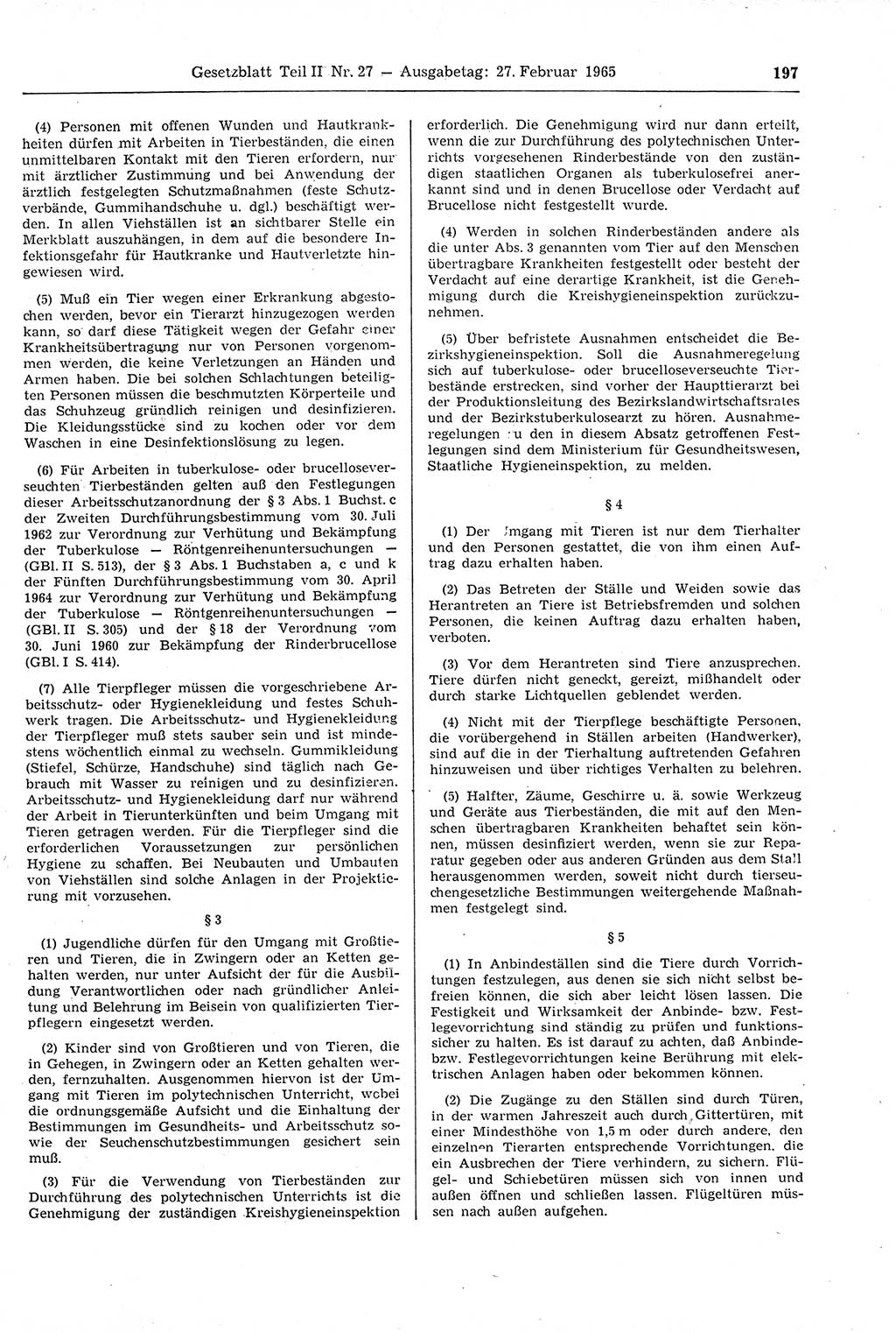 Gesetzblatt (GBl.) der Deutschen Demokratischen Republik (DDR) Teil ⅠⅠ 1965, Seite 197 (GBl. DDR ⅠⅠ 1965, S. 197)