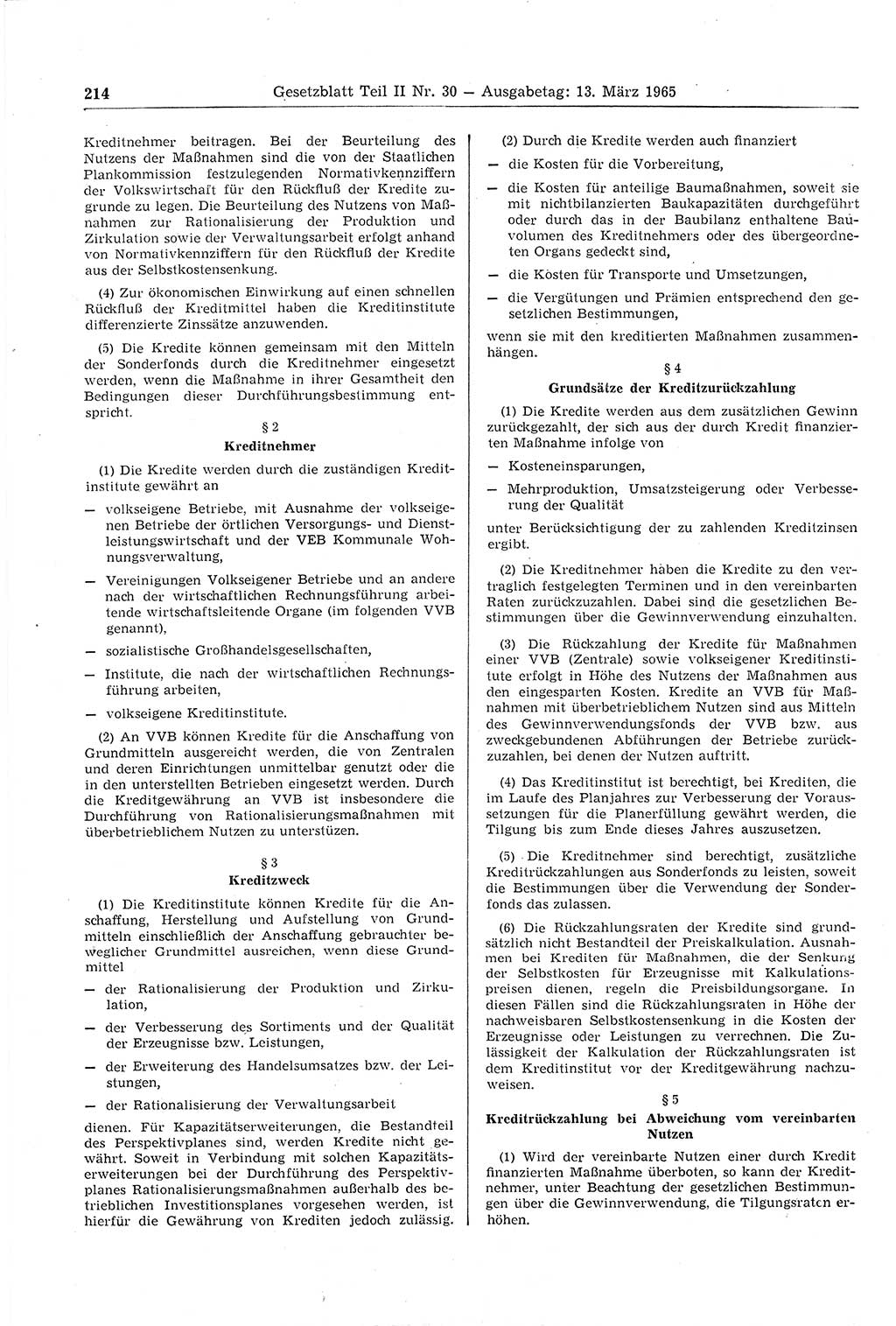 Gesetzblatt (GBl.) der Deutschen Demokratischen Republik (DDR) Teil ⅠⅠ 1965, Seite 214 (GBl. DDR ⅠⅠ 1965, S. 214)