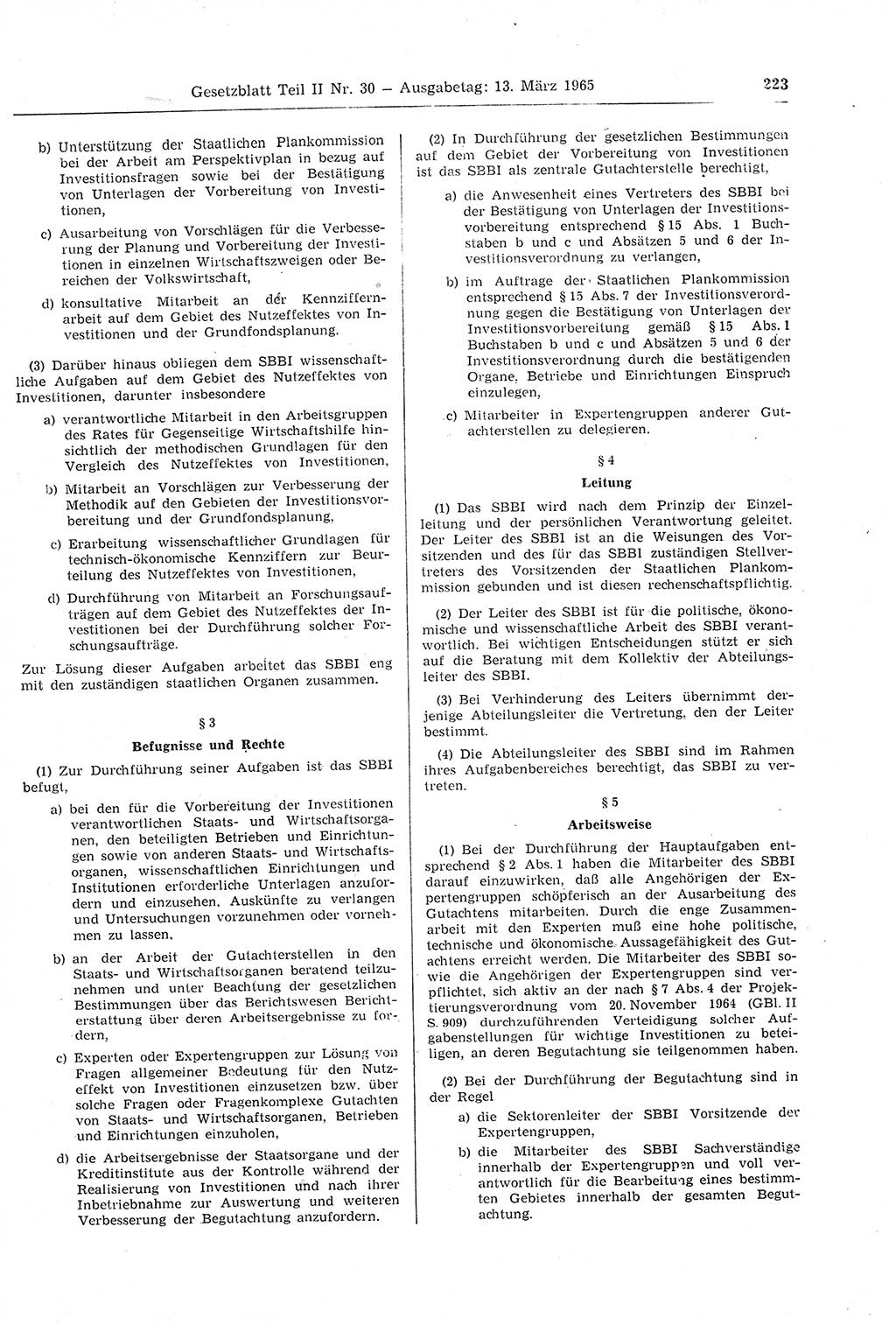 Gesetzblatt (GBl.) der Deutschen Demokratischen Republik (DDR) Teil ⅠⅠ 1965, Seite 223 (GBl. DDR ⅠⅠ 1965, S. 223)