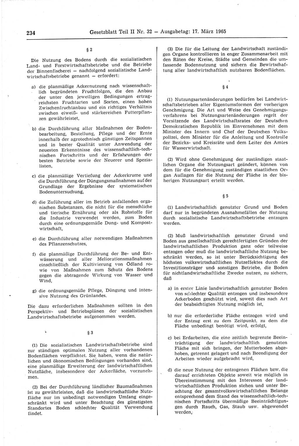 Gesetzblatt (GBl.) der Deutschen Demokratischen Republik (DDR) Teil ⅠⅠ 1965, Seite 234 (GBl. DDR ⅠⅠ 1965, S. 234)