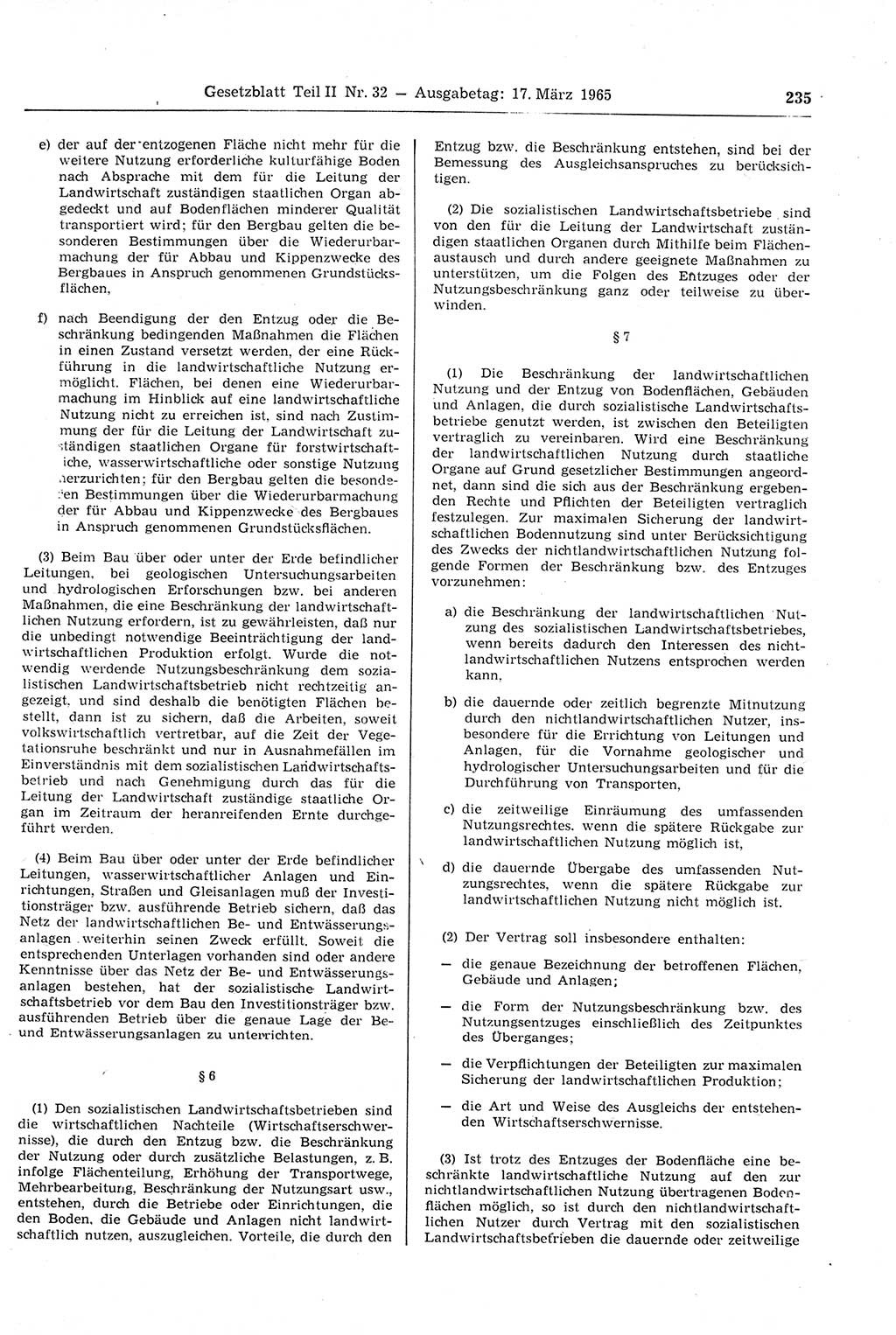 Gesetzblatt (GBl.) der Deutschen Demokratischen Republik (DDR) Teil ⅠⅠ 1965, Seite 235 (GBl. DDR ⅠⅠ 1965, S. 235)