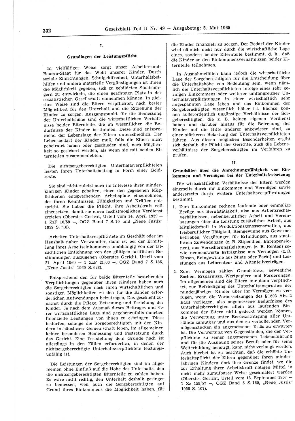 Gesetzblatt (GBl.) der Deutschen Demokratischen Republik (DDR) Teil ⅠⅠ 1965, Seite 332 (GBl. DDR ⅠⅠ 1965, S. 332)