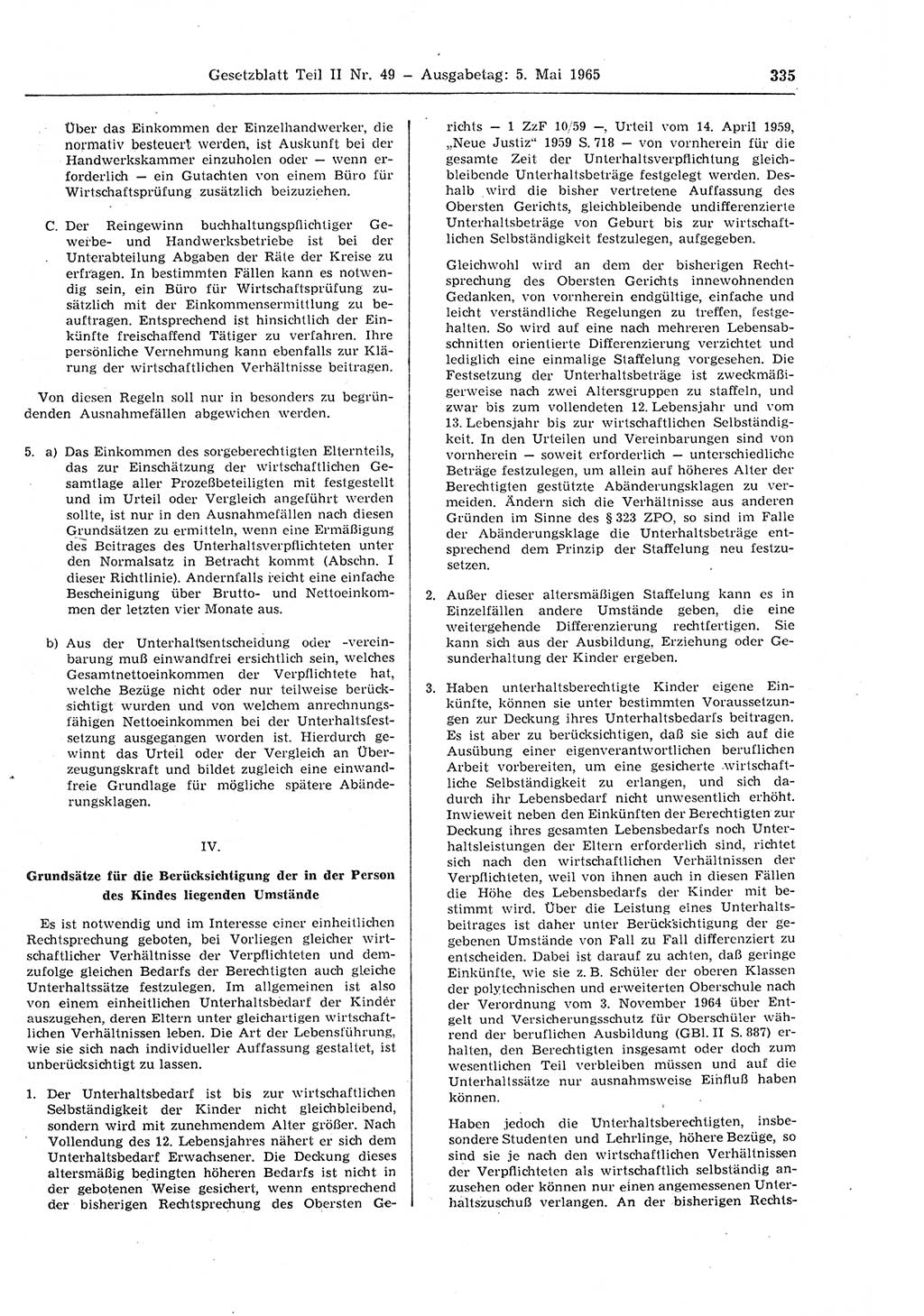 Gesetzblatt (GBl.) der Deutschen Demokratischen Republik (DDR) Teil ⅠⅠ 1965, Seite 335 (GBl. DDR ⅠⅠ 1965, S. 335)