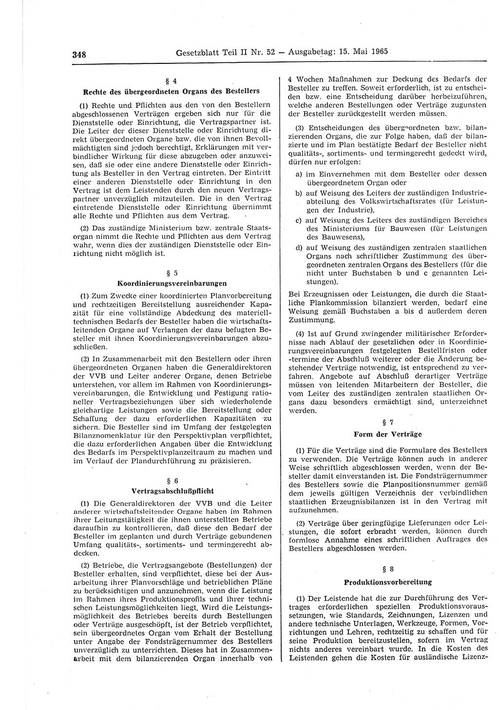 Gesetzblatt (GBl.) der Deutschen Demokratischen Republik (DDR) Teil ⅠⅠ 1965, Seite 348 (GBl. DDR ⅠⅠ 1965, S. 348)