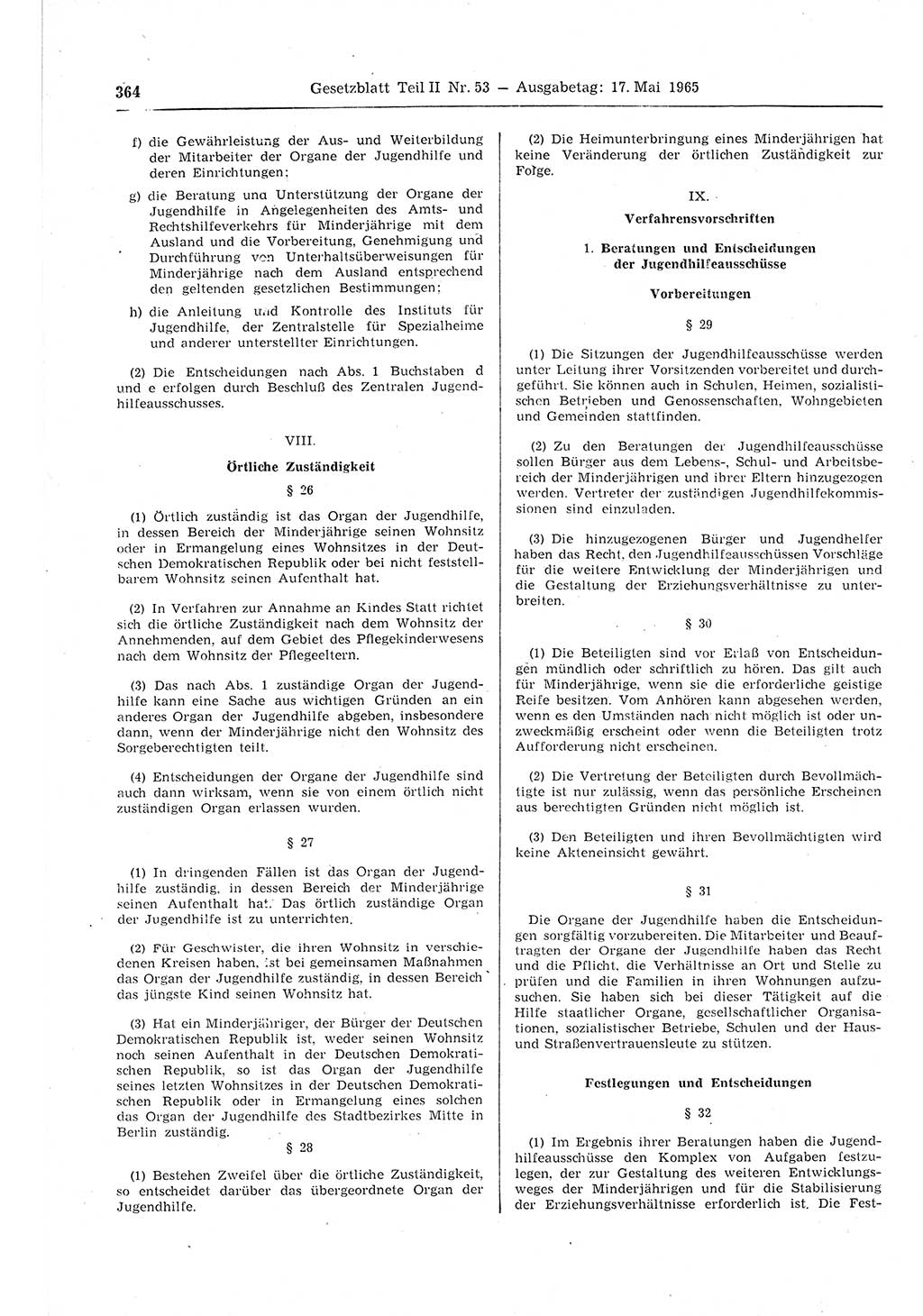 Gesetzblatt (GBl.) der Deutschen Demokratischen Republik (DDR) Teil ⅠⅠ 1965, Seite 364 (GBl. DDR ⅠⅠ 1965, S. 364)
