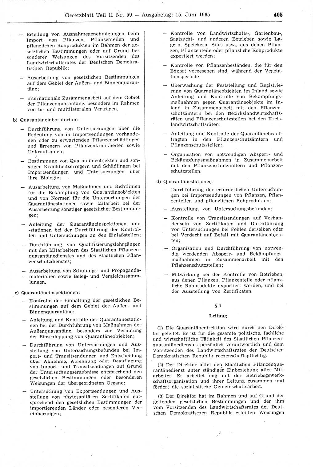 Gesetzblatt (GBl.) der Deutschen Demokratischen Republik (DDR) Teil ⅠⅠ 1965, Seite 405 (GBl. DDR ⅠⅠ 1965, S. 405)