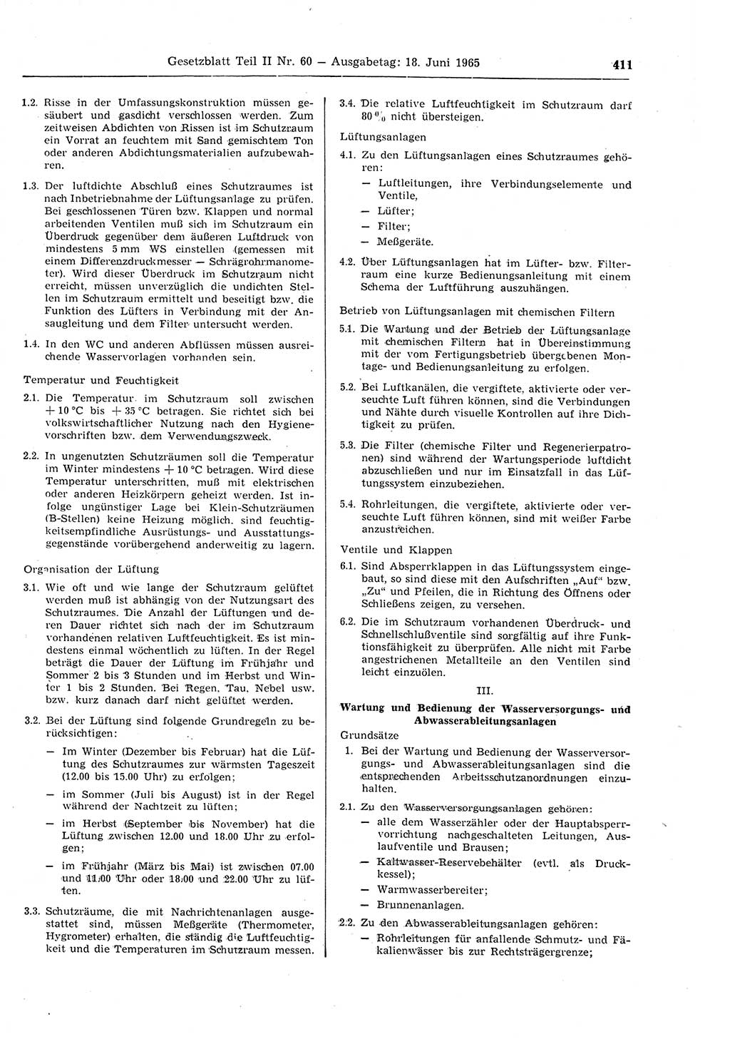 Gesetzblatt (GBl.) der Deutschen Demokratischen Republik (DDR) Teil ⅠⅠ 1965, Seite 411 (GBl. DDR ⅠⅠ 1965, S. 411)