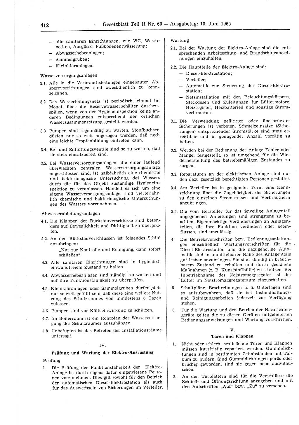 Gesetzblatt (GBl.) der Deutschen Demokratischen Republik (DDR) Teil ⅠⅠ 1965, Seite 412 (GBl. DDR ⅠⅠ 1965, S. 412)