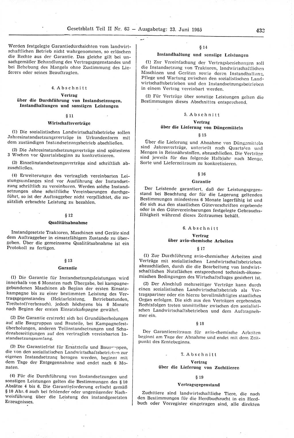 Gesetzblatt (GBl.) der Deutschen Demokratischen Republik (DDR) Teil ⅠⅠ 1965, Seite 433 (GBl. DDR ⅠⅠ 1965, S. 433)