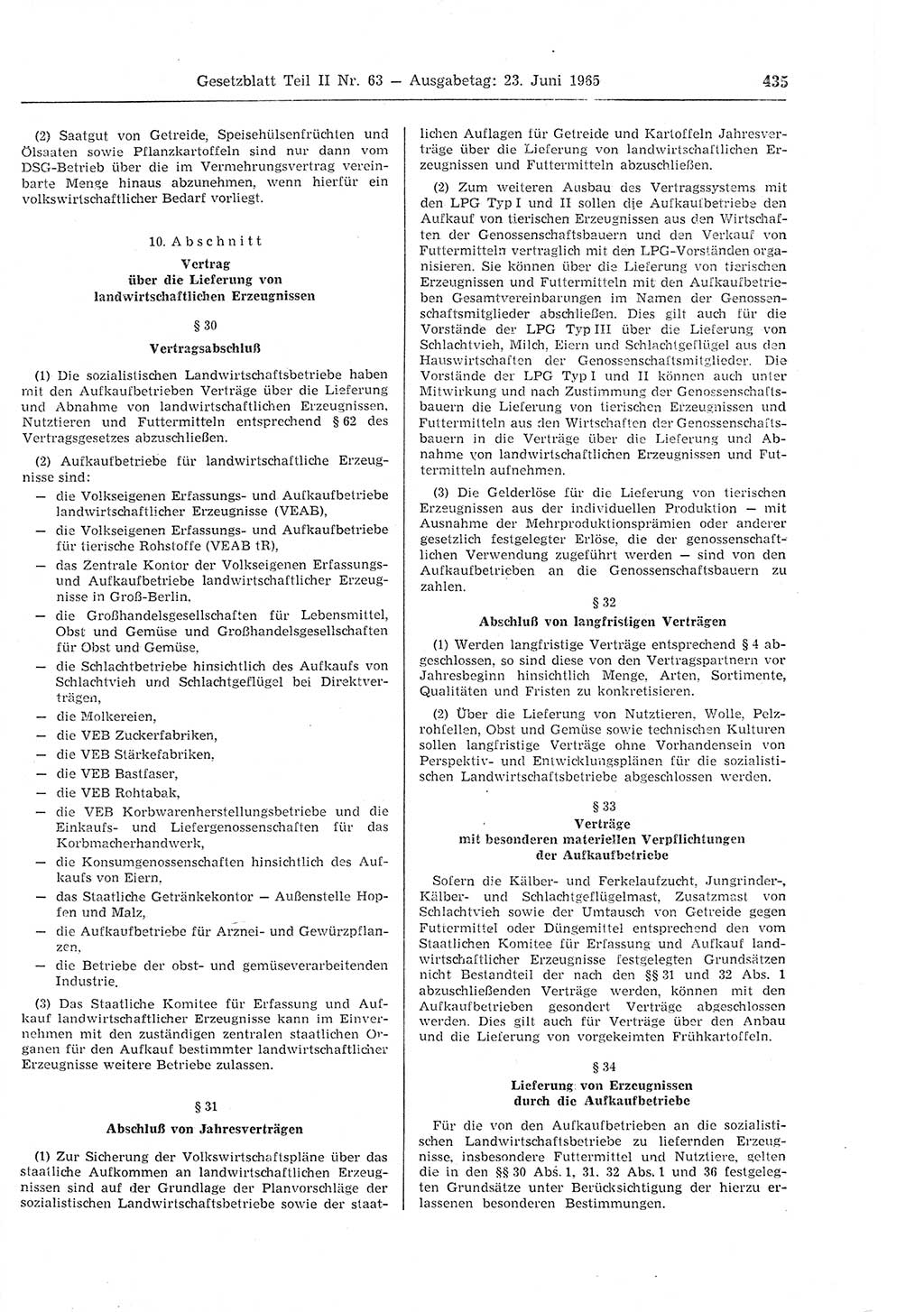 Gesetzblatt (GBl.) der Deutschen Demokratischen Republik (DDR) Teil ⅠⅠ 1965, Seite 435 (GBl. DDR ⅠⅠ 1965, S. 435)