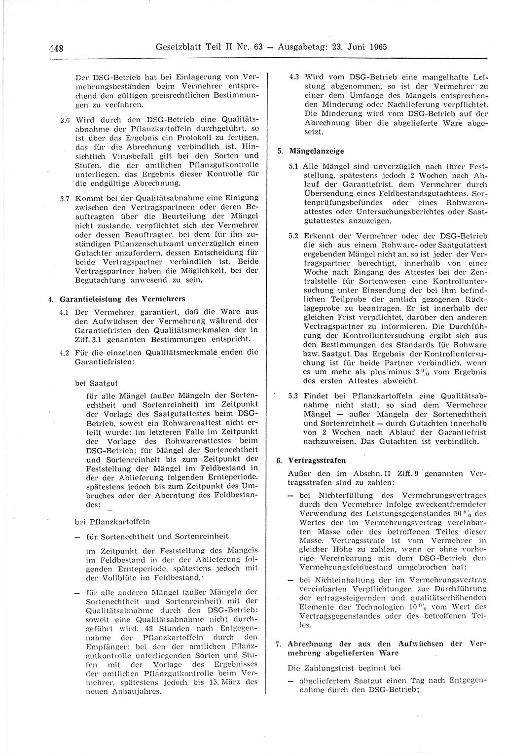 Gesetzblatt (GBl.) der Deutschen Demokratischen Republik (DDR) Teil ⅠⅠ 1965, Seite 448 (GBl. DDR ⅠⅠ 1965, S. 448)