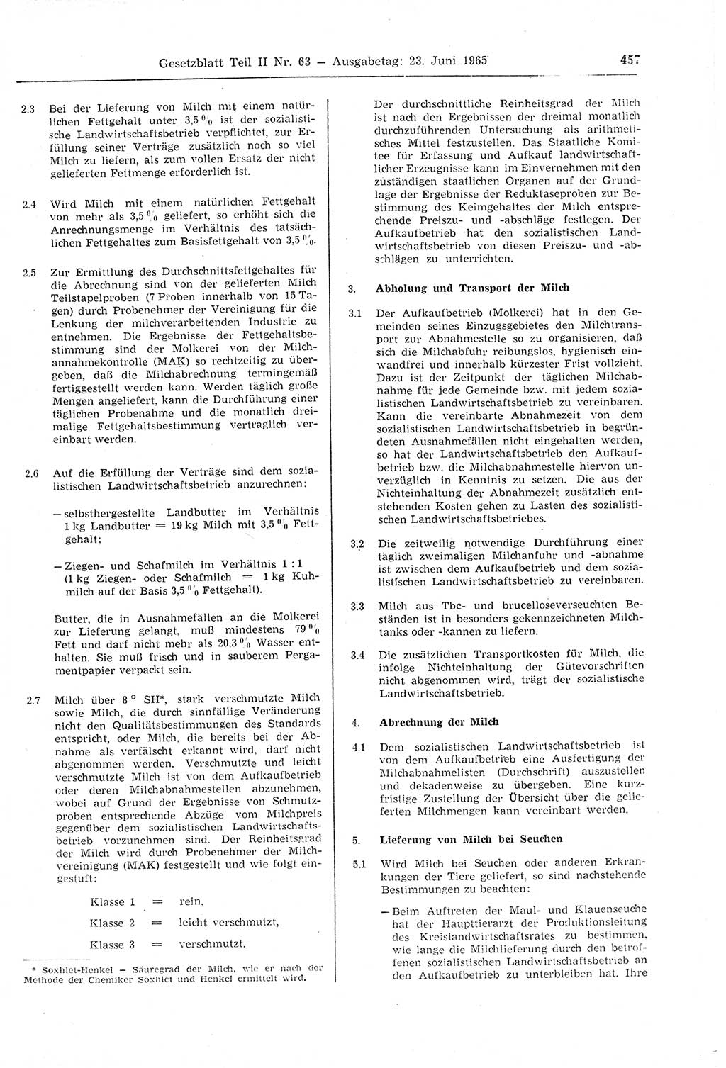 Gesetzblatt (GBl.) der Deutschen Demokratischen Republik (DDR) Teil ⅠⅠ 1965, Seite 457 (GBl. DDR ⅠⅠ 1965, S. 457)