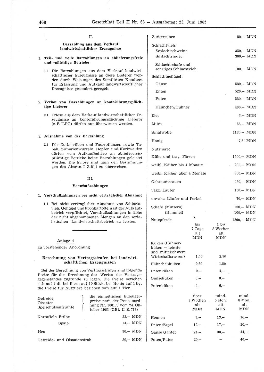 Gesetzblatt (GBl.) der Deutschen Demokratischen Republik (DDR) Teil ⅠⅠ 1965, Seite 468 (GBl. DDR ⅠⅠ 1965, S. 468)