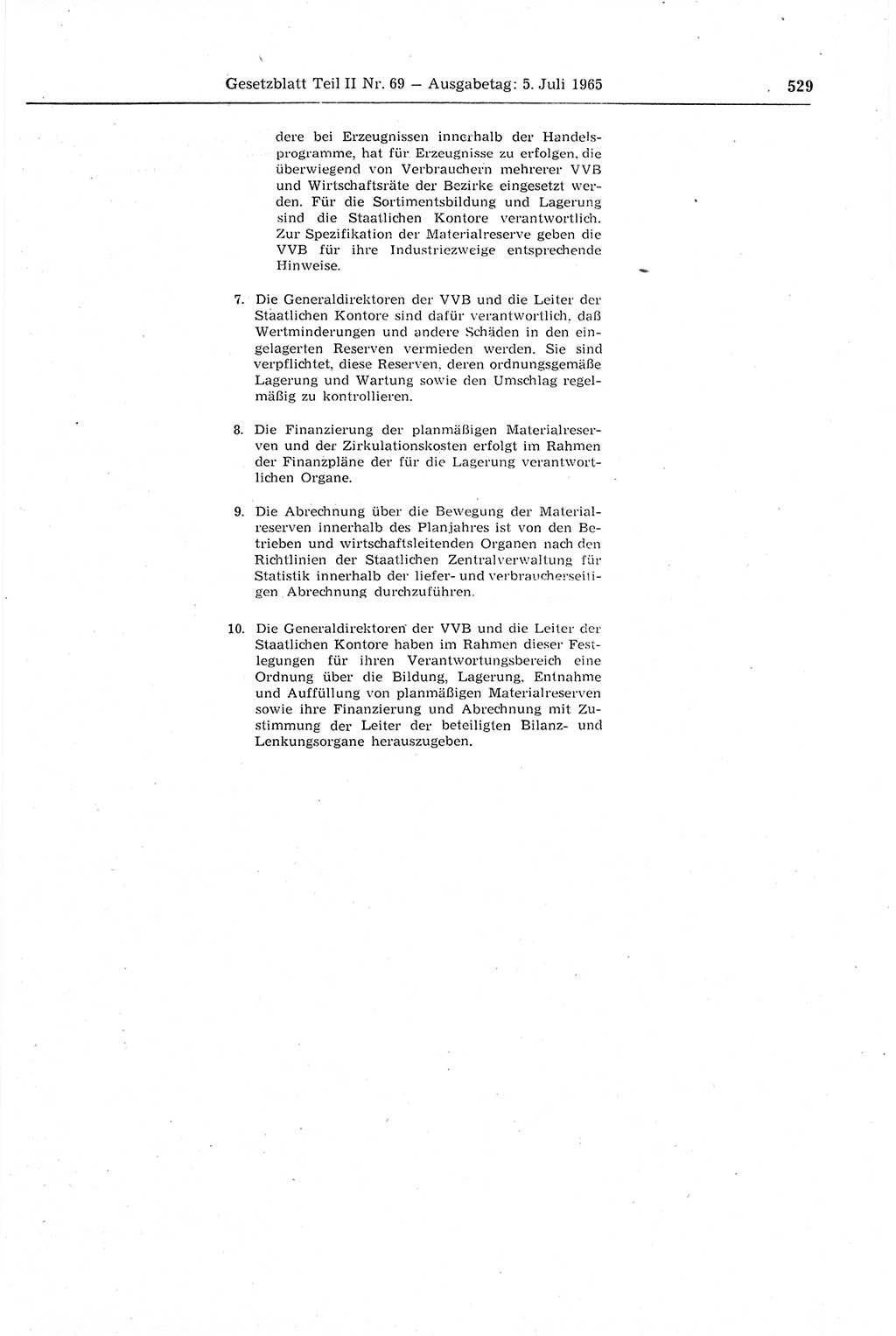 Gesetzblatt (GBl.) der Deutschen Demokratischen Republik (DDR) Teil ⅠⅠ 1965, Seite 529 (GBl. DDR ⅠⅠ 1965, S. 529)