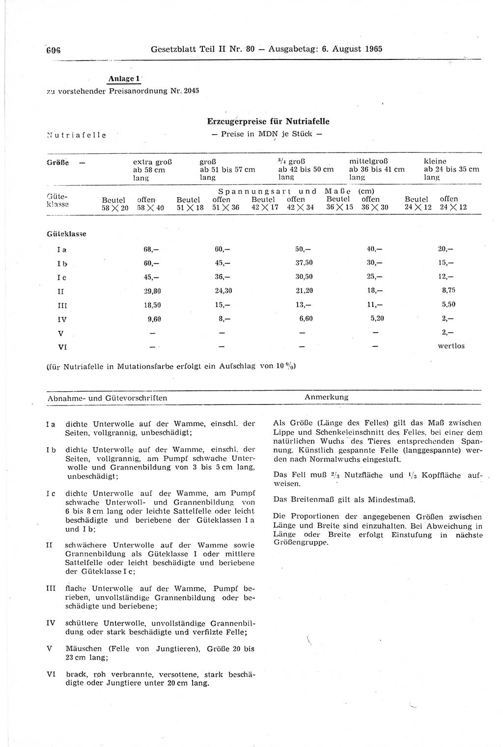 Gesetzblatt (GBl.) der Deutschen Demokratischen Republik (DDR) Teil ⅠⅠ 1965, Seite 606 (GBl. DDR ⅠⅠ 1965, S. 606)