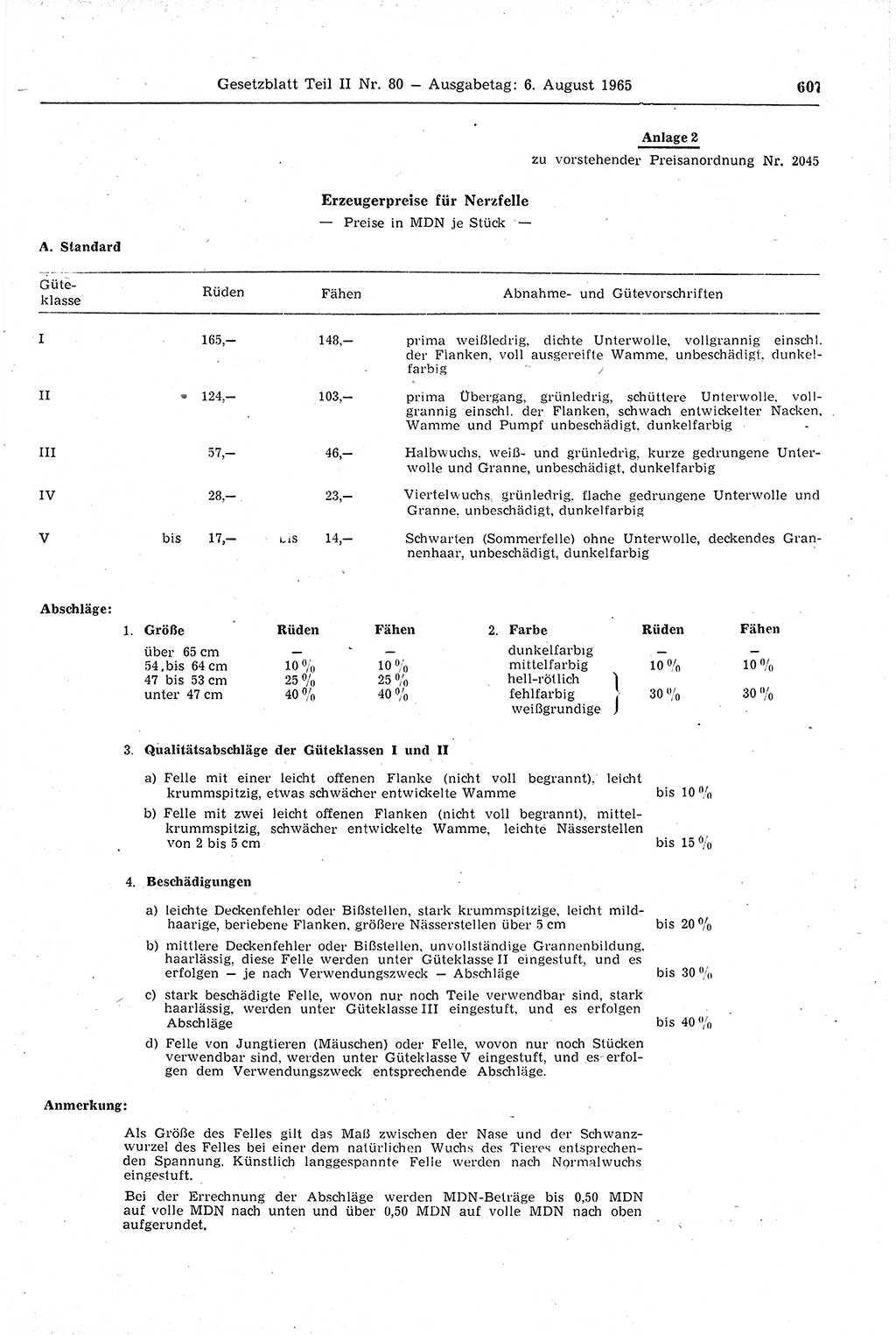 Gesetzblatt (GBl.) der Deutschen Demokratischen Republik (DDR) Teil ⅠⅠ 1965, Seite 607 (GBl. DDR ⅠⅠ 1965, S. 607)