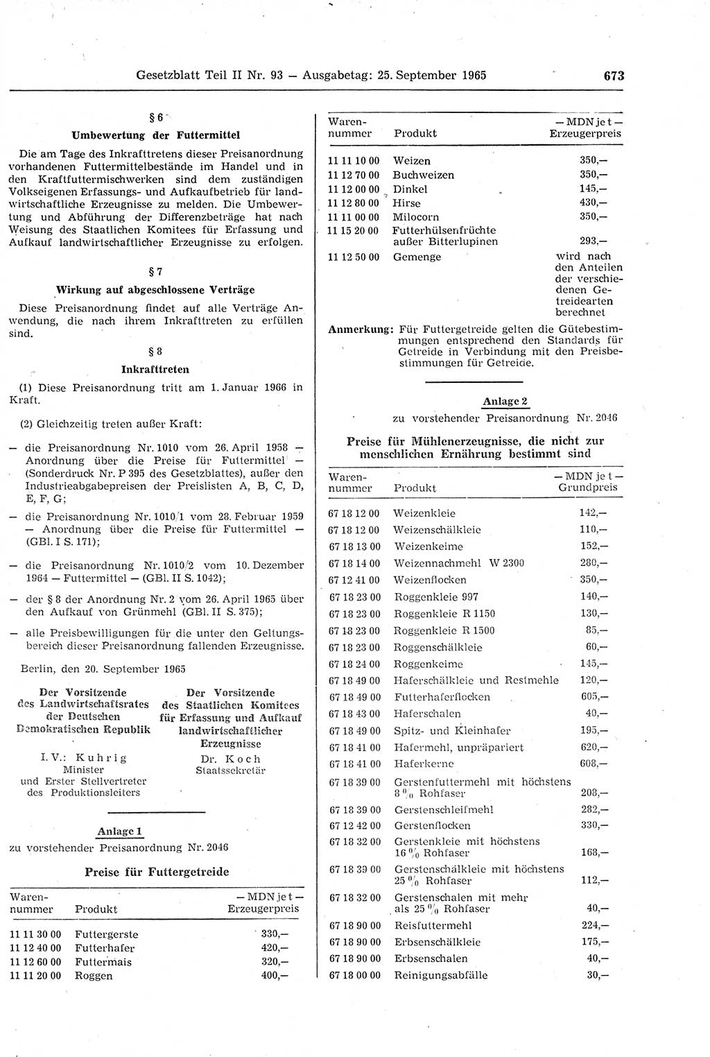 Gesetzblatt (GBl.) der Deutschen Demokratischen Republik (DDR) Teil ⅠⅠ 1965, Seite 673 (GBl. DDR ⅠⅠ 1965, S. 673)