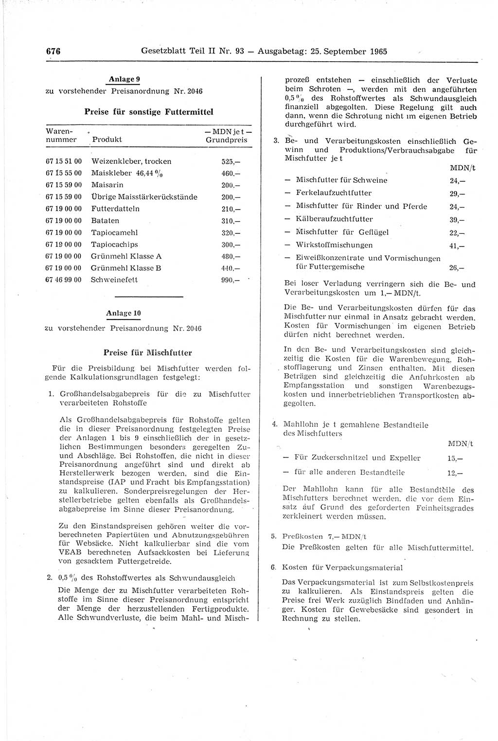 Gesetzblatt (GBl.) der Deutschen Demokratischen Republik (DDR) Teil ⅠⅠ 1965, Seite 676 (GBl. DDR ⅠⅠ 1965, S. 676)