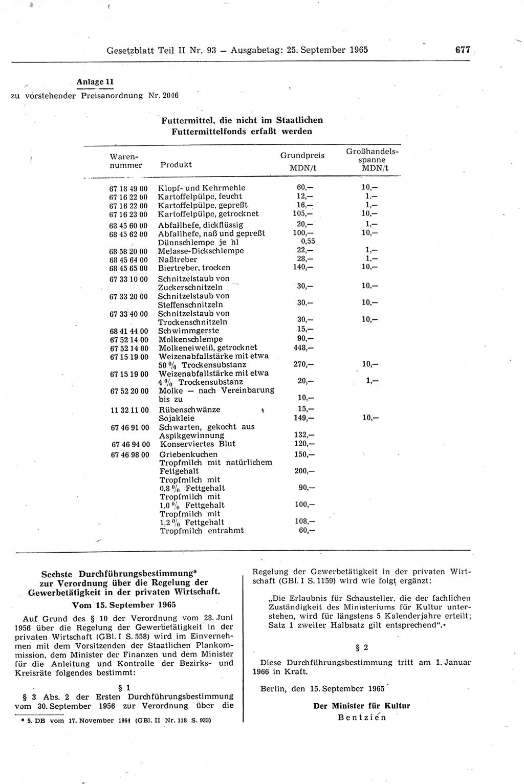 Gesetzblatt (GBl.) der Deutschen Demokratischen Republik (DDR) Teil ⅠⅠ 1965, Seite 677 (GBl. DDR ⅠⅠ 1965, S. 677)