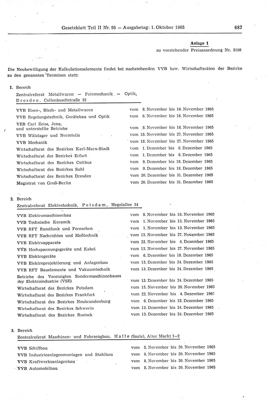 Gesetzblatt (GBl.) der Deutschen Demokratischen Republik (DDR) Teil ⅠⅠ 1965, Seite 687 (GBl. DDR ⅠⅠ 1965, S. 687)