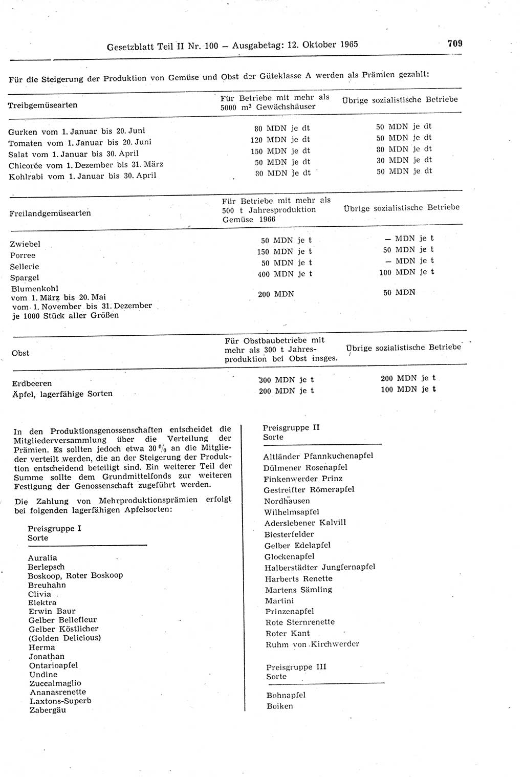 Gesetzblatt (GBl.) der Deutschen Demokratischen Republik (DDR) Teil ⅠⅠ 1965, Seite 709 (GBl. DDR ⅠⅠ 1965, S. 709)