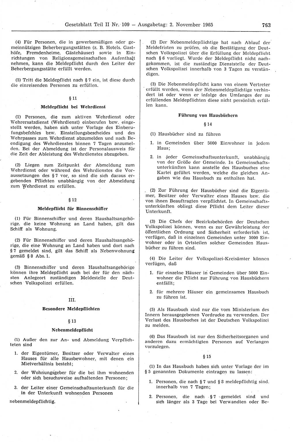 Gesetzblatt (GBl.) der Deutschen Demokratischen Republik (DDR) Teil ⅠⅠ 1965, Seite 763 (GBl. DDR ⅠⅠ 1965, S. 763)