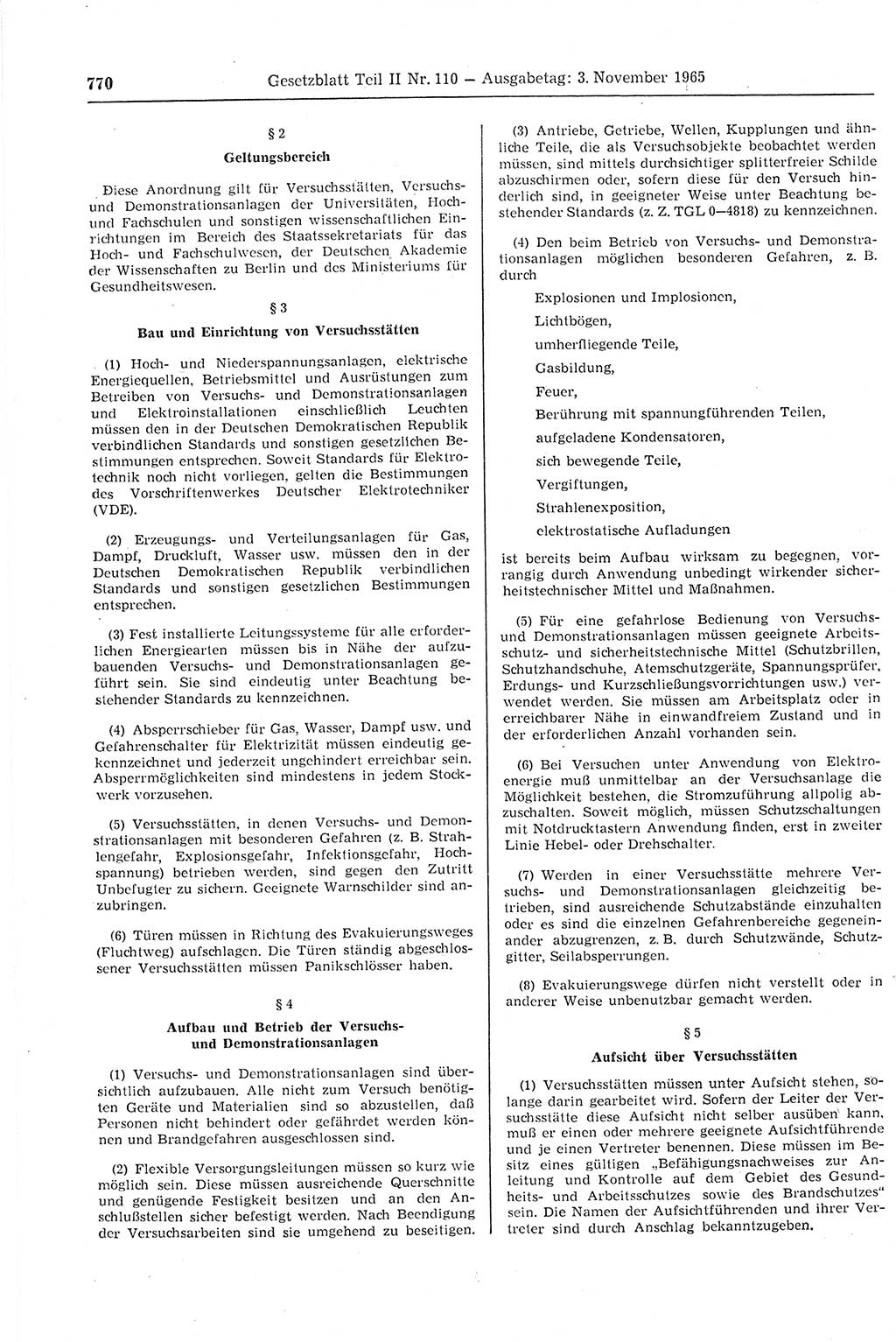 Gesetzblatt (GBl.) der Deutschen Demokratischen Republik (DDR) Teil ⅠⅠ 1965, Seite 770 (GBl. DDR ⅠⅠ 1965, S. 770)