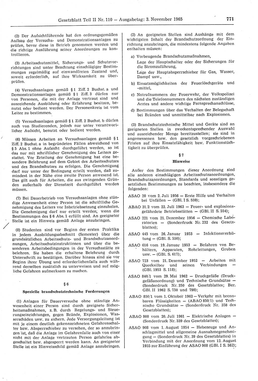 Gesetzblatt (GBl.) der Deutschen Demokratischen Republik (DDR) Teil ⅠⅠ 1965, Seite 771 (GBl. DDR ⅠⅠ 1965, S. 771)