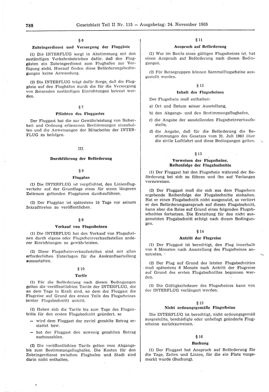 Gesetzblatt (GBl.) der Deutschen Demokratischen Republik (DDR) Teil ⅠⅠ 1965, Seite 788 (GBl. DDR ⅠⅠ 1965, S. 788)