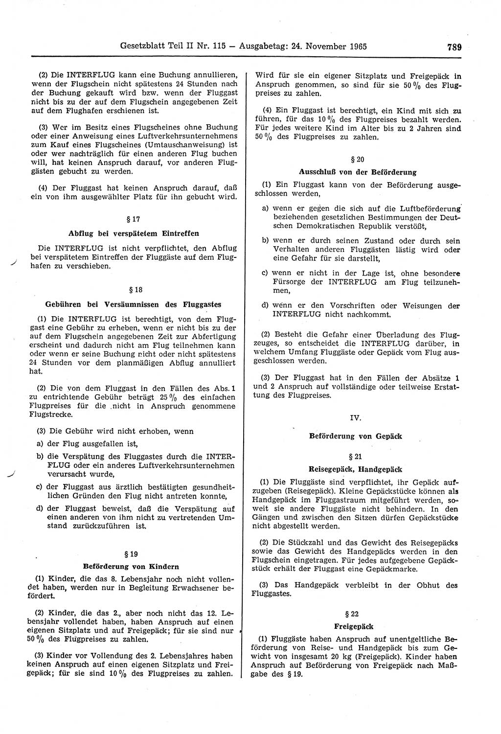 Gesetzblatt (GBl.) der Deutschen Demokratischen Republik (DDR) Teil ⅠⅠ 1965, Seite 789 (GBl. DDR ⅠⅠ 1965, S. 789)