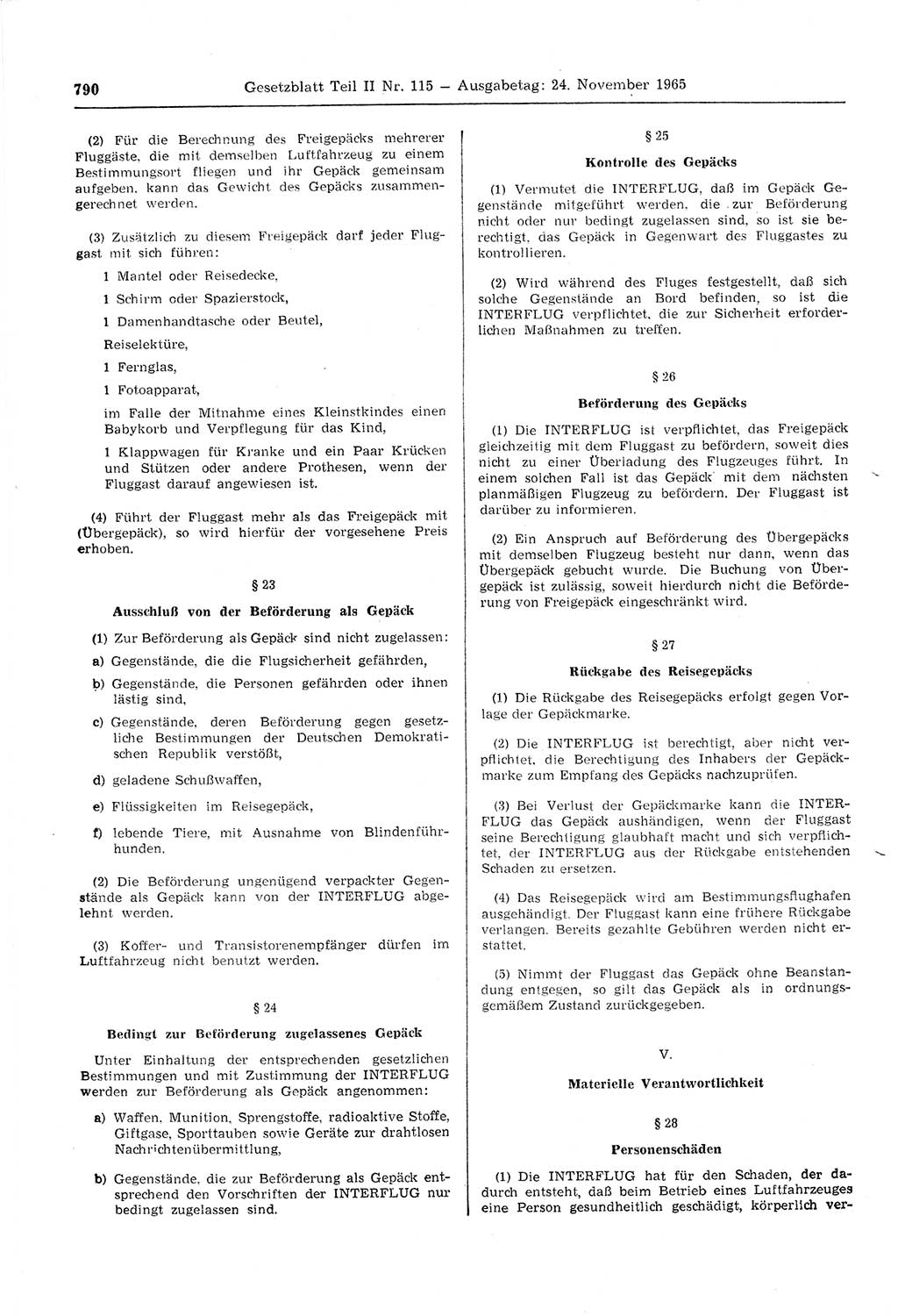 Gesetzblatt (GBl.) der Deutschen Demokratischen Republik (DDR) Teil ⅠⅠ 1965, Seite 790 (GBl. DDR ⅠⅠ 1965, S. 790)