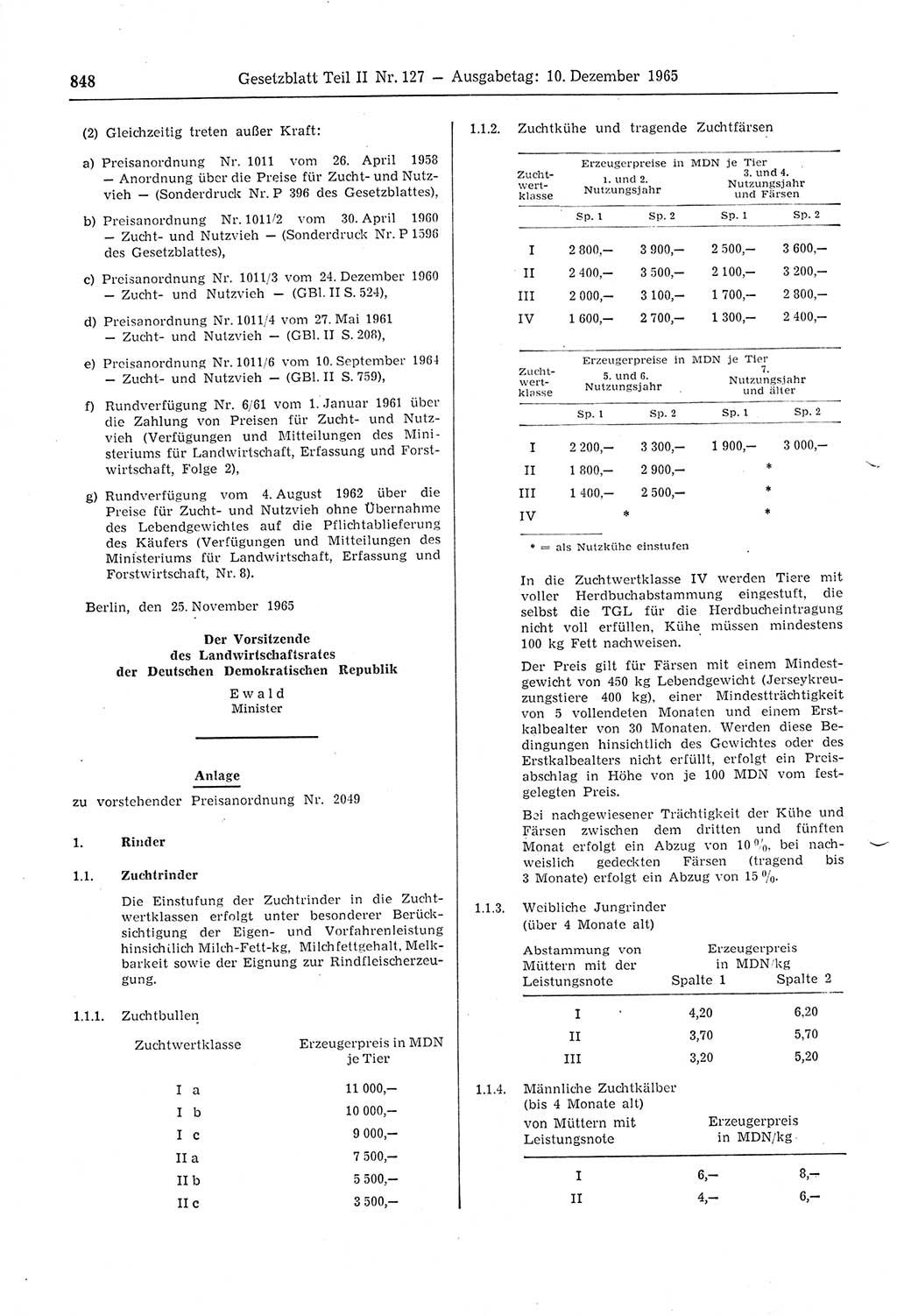 Gesetzblatt (GBl.) der Deutschen Demokratischen Republik (DDR) Teil ⅠⅠ 1965, Seite 848 (GBl. DDR ⅠⅠ 1965, S. 848)