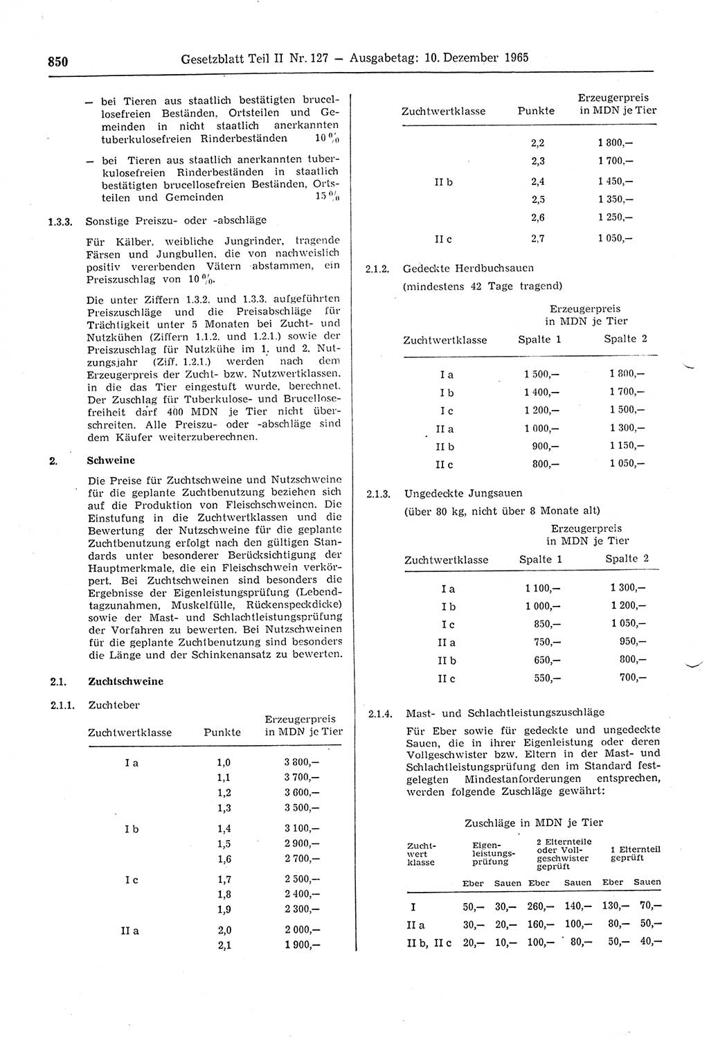 Gesetzblatt (GBl.) der Deutschen Demokratischen Republik (DDR) Teil ⅠⅠ 1965, Seite 850 (GBl. DDR ⅠⅠ 1965, S. 850)