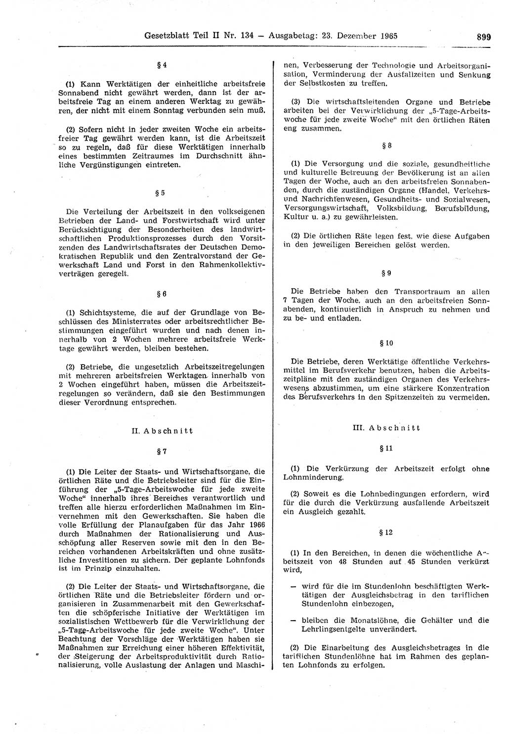 Gesetzblatt (GBl.) der Deutschen Demokratischen Republik (DDR) Teil ⅠⅠ 1965, Seite 899 (GBl. DDR ⅠⅠ 1965, S. 899)