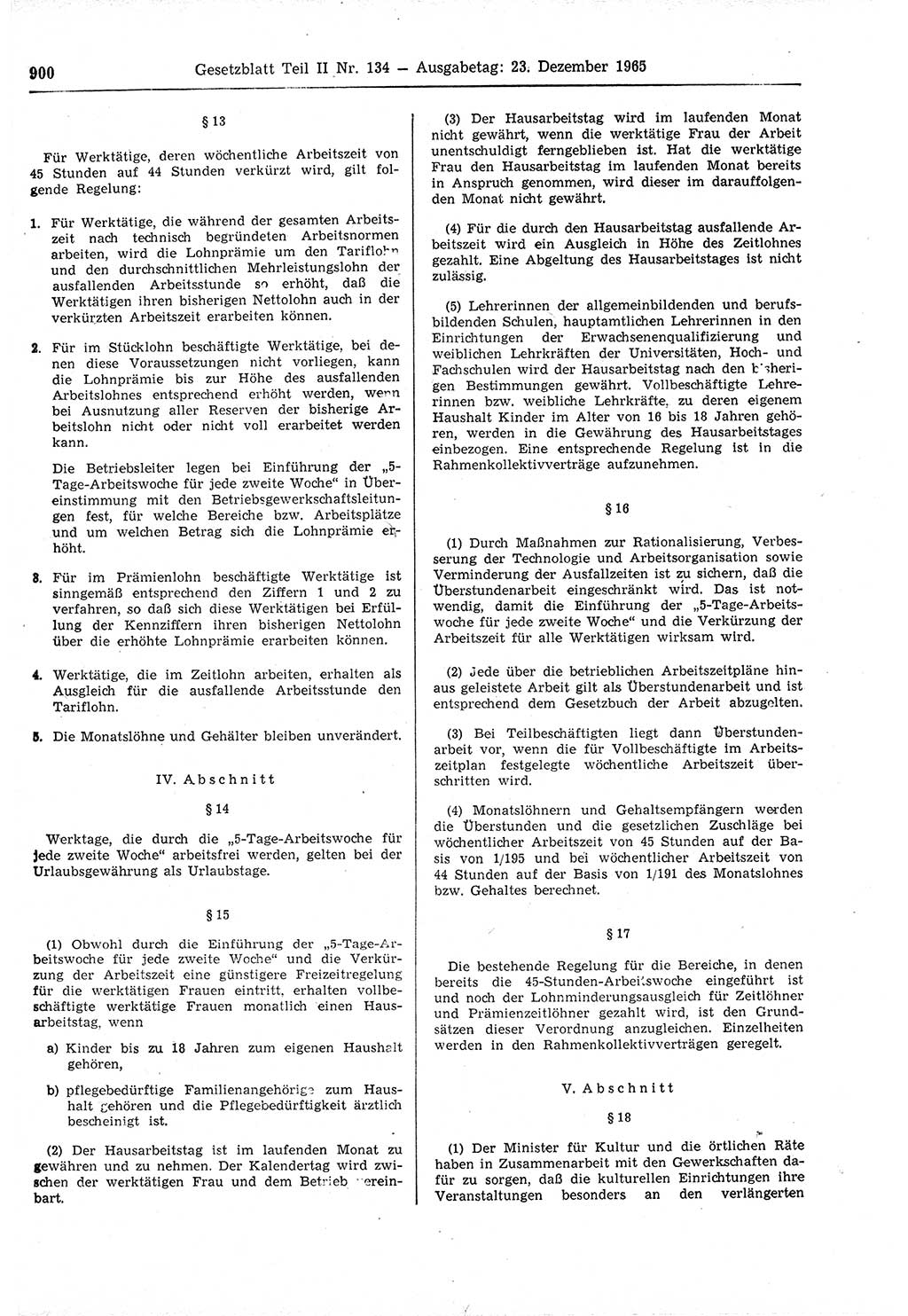 Gesetzblatt (GBl.) der Deutschen Demokratischen Republik (DDR) Teil ⅠⅠ 1965, Seite 900 (GBl. DDR ⅠⅠ 1965, S. 900)