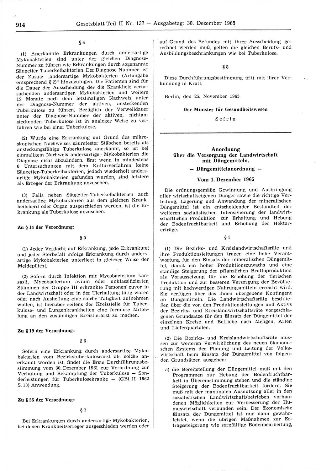 Gesetzblatt (GBl.) der Deutschen Demokratischen Republik (DDR) Teil ⅠⅠ 1965, Seite 914 (GBl. DDR ⅠⅠ 1965, S. 914)