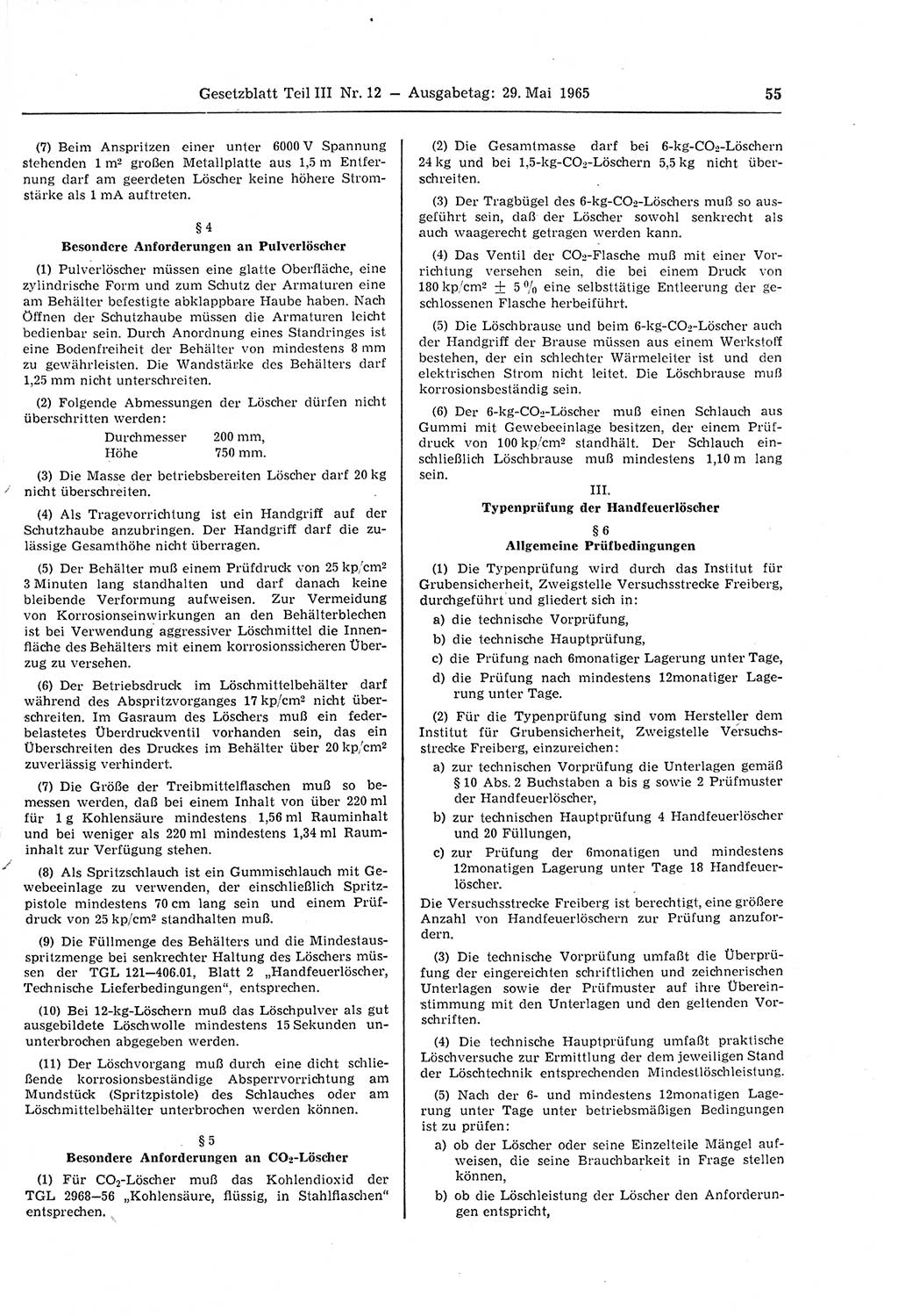 Gesetzblatt (GBl.) der Deutschen Demokratischen Republik (DDR) Teil ⅠⅠⅠ 1965, Seite 55 (GBl. DDR ⅠⅠⅠ 1965, S. 55)