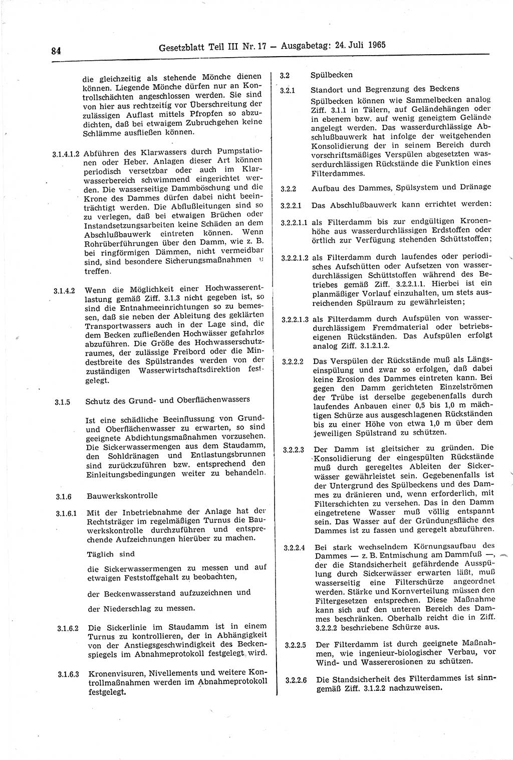 Gesetzblatt (GBl.) der Deutschen Demokratischen Republik (DDR) Teil ⅠⅠⅠ 1965, Seite 84 (GBl. DDR ⅠⅠⅠ 1965, S. 84)