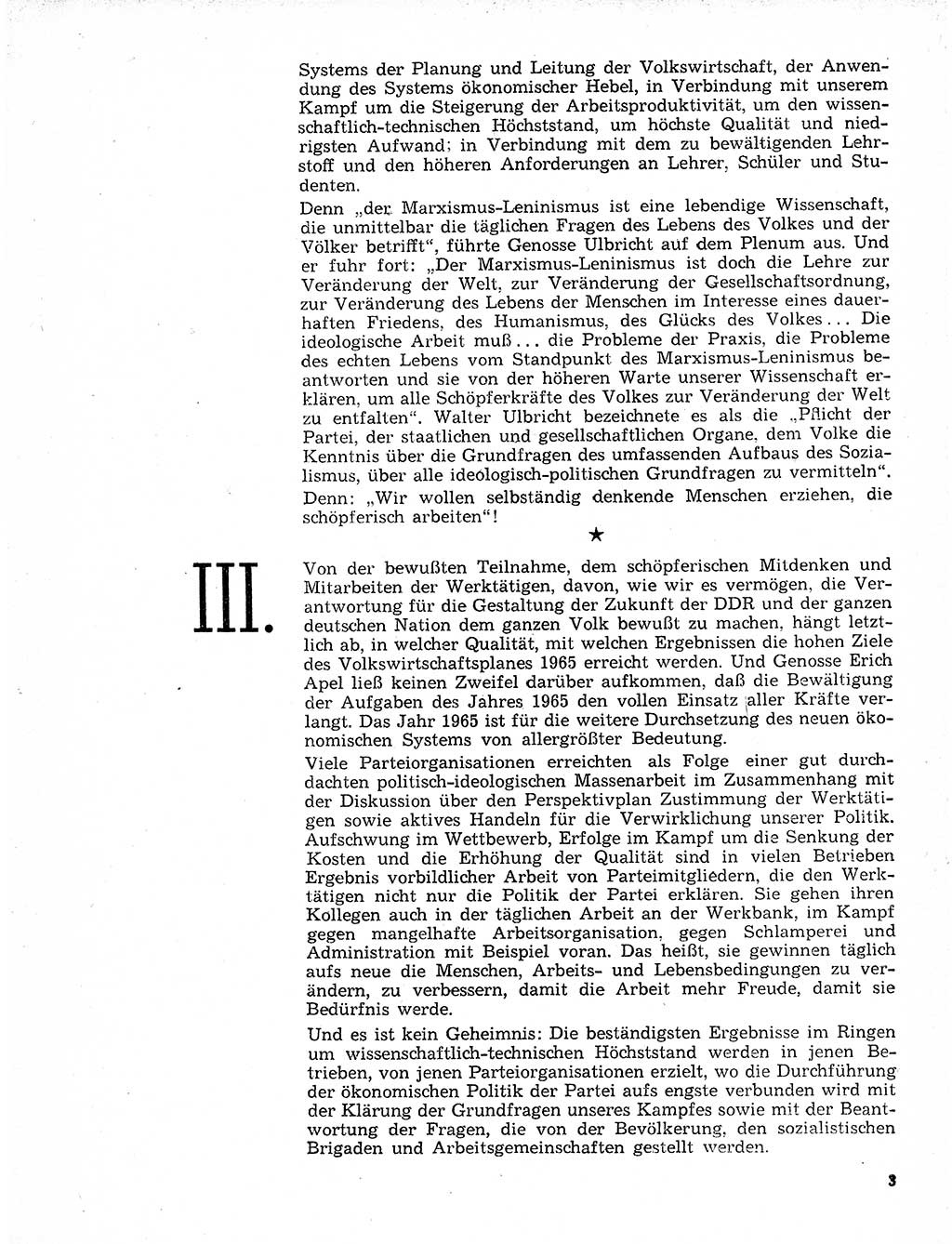 Neuer Weg (NW), Organ des Zentralkomitees (ZK) der SED (Sozialistische Einheitspartei Deutschlands) für Fragen des Parteilebens, 20. Jahrgang [Deutsche Demokratische Republik (DDR)] 1965, Seite 3 (NW ZK SED DDR 1965, S. 3)