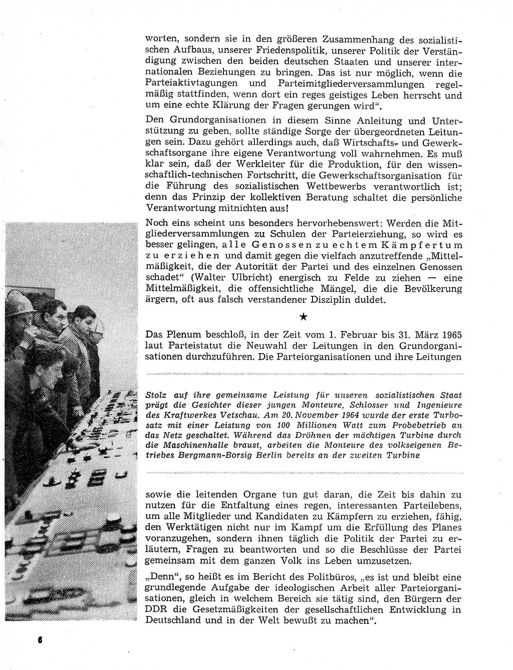 Neuer Weg (NW), Organ des Zentralkomitees (ZK) der SED (Sozialistische Einheitspartei Deutschlands) für Fragen des Parteilebens, 20. Jahrgang [Deutsche Demokratische Republik (DDR)] 1965, Seite 6 (NW ZK SED DDR 1965, S. 6)