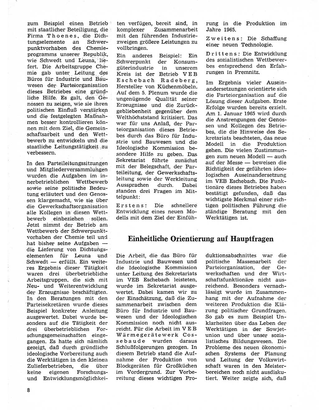 Neuer Weg (NW), Organ des Zentralkomitees (ZK) der SED (Sozialistische Einheitspartei Deutschlands) für Fragen des Parteilebens, 20. Jahrgang [Deutsche Demokratische Republik (DDR)] 1965, Seite 8 (NW ZK SED DDR 1965, S. 8)