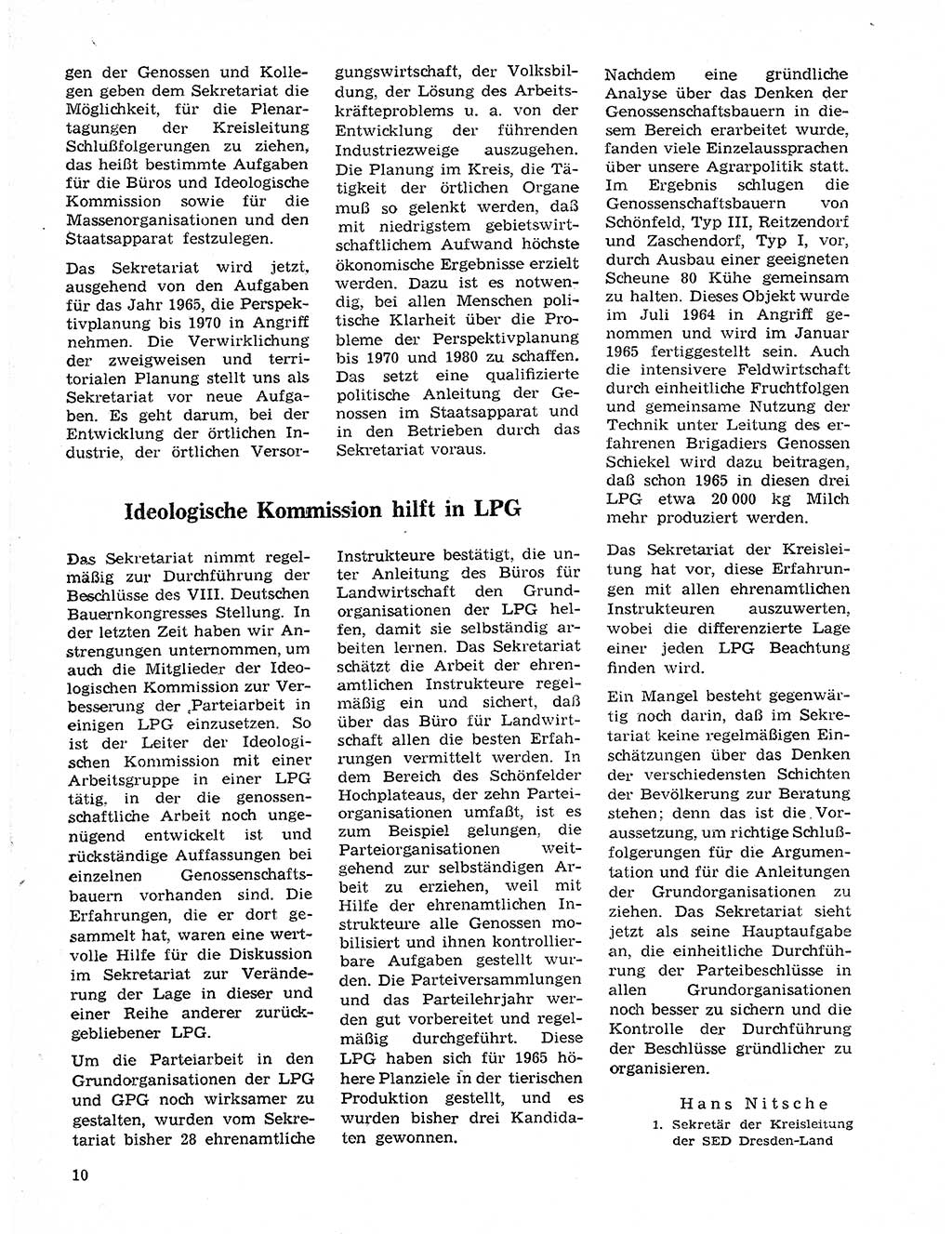 Neuer Weg (NW), Organ des Zentralkomitees (ZK) der SED (Sozialistische Einheitspartei Deutschlands) für Fragen des Parteilebens, 20. Jahrgang [Deutsche Demokratische Republik (DDR)] 1965, Seite 10 (NW ZK SED DDR 1965, S. 10)